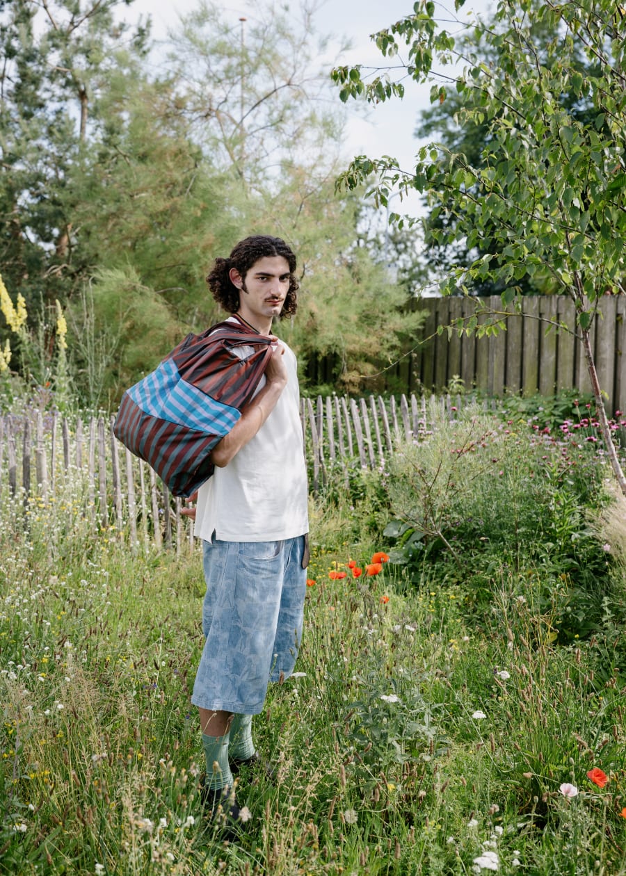 SUSAN BIJL X Paul Smith / Sサイズ Susan Bijl x Paul Smith - Ecru Mixed-Stripe The New Shopping Bag