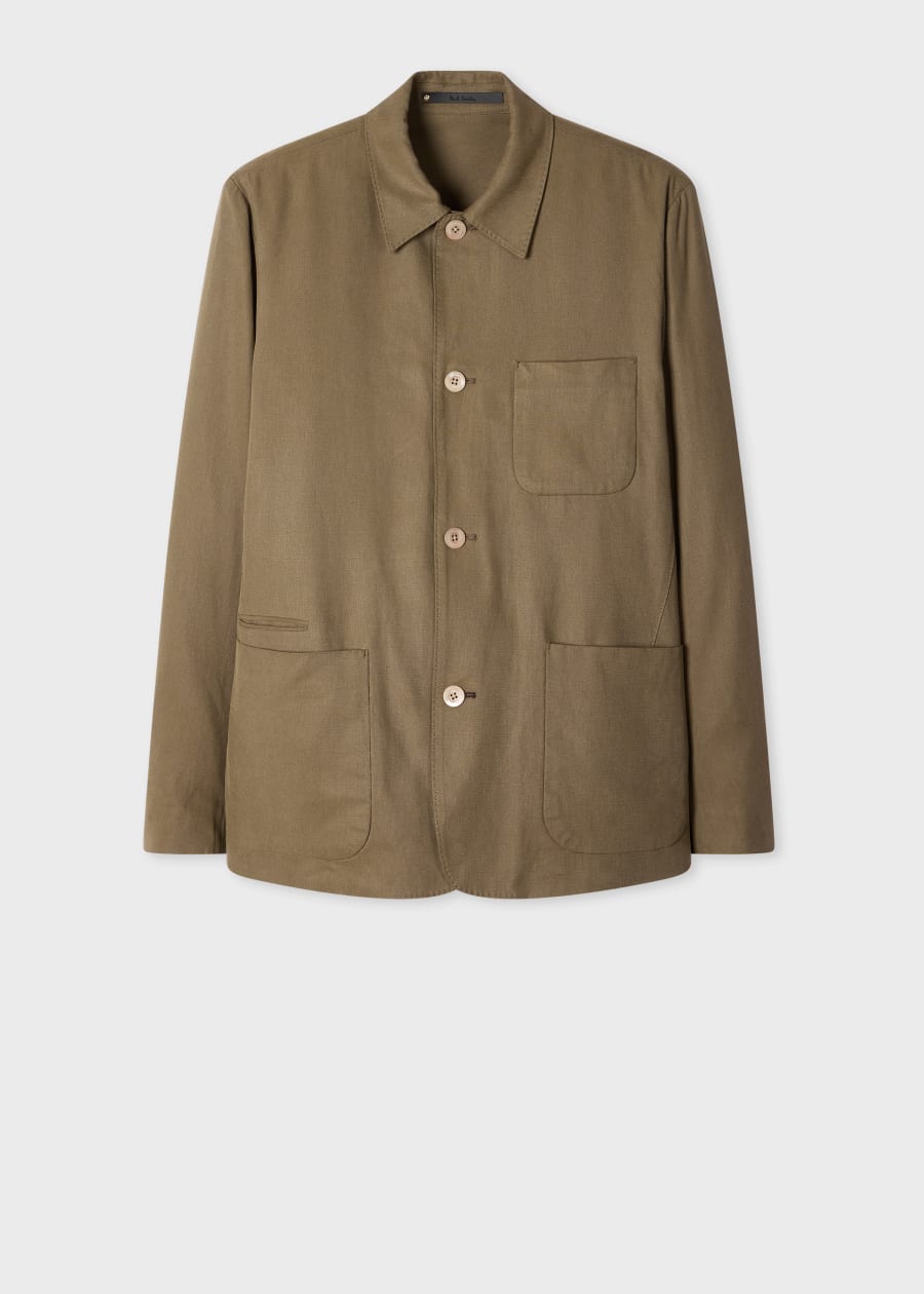 【Paul Smith】 ハンティング型ジャケット Men's Navy Cotton Seersucker Work Jacket