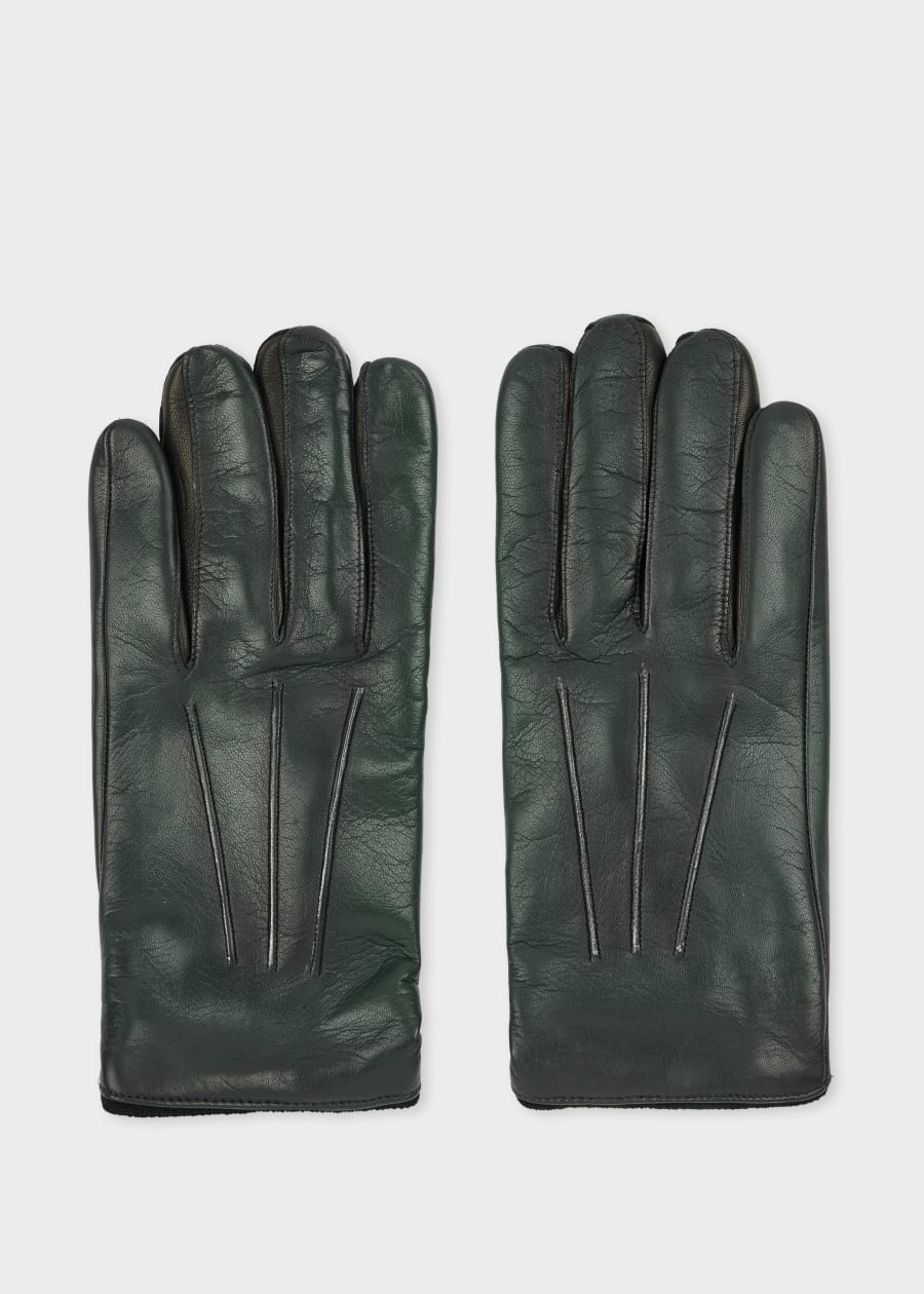 Men's Black Leather Gloves With 'Signature Stripe' Piping