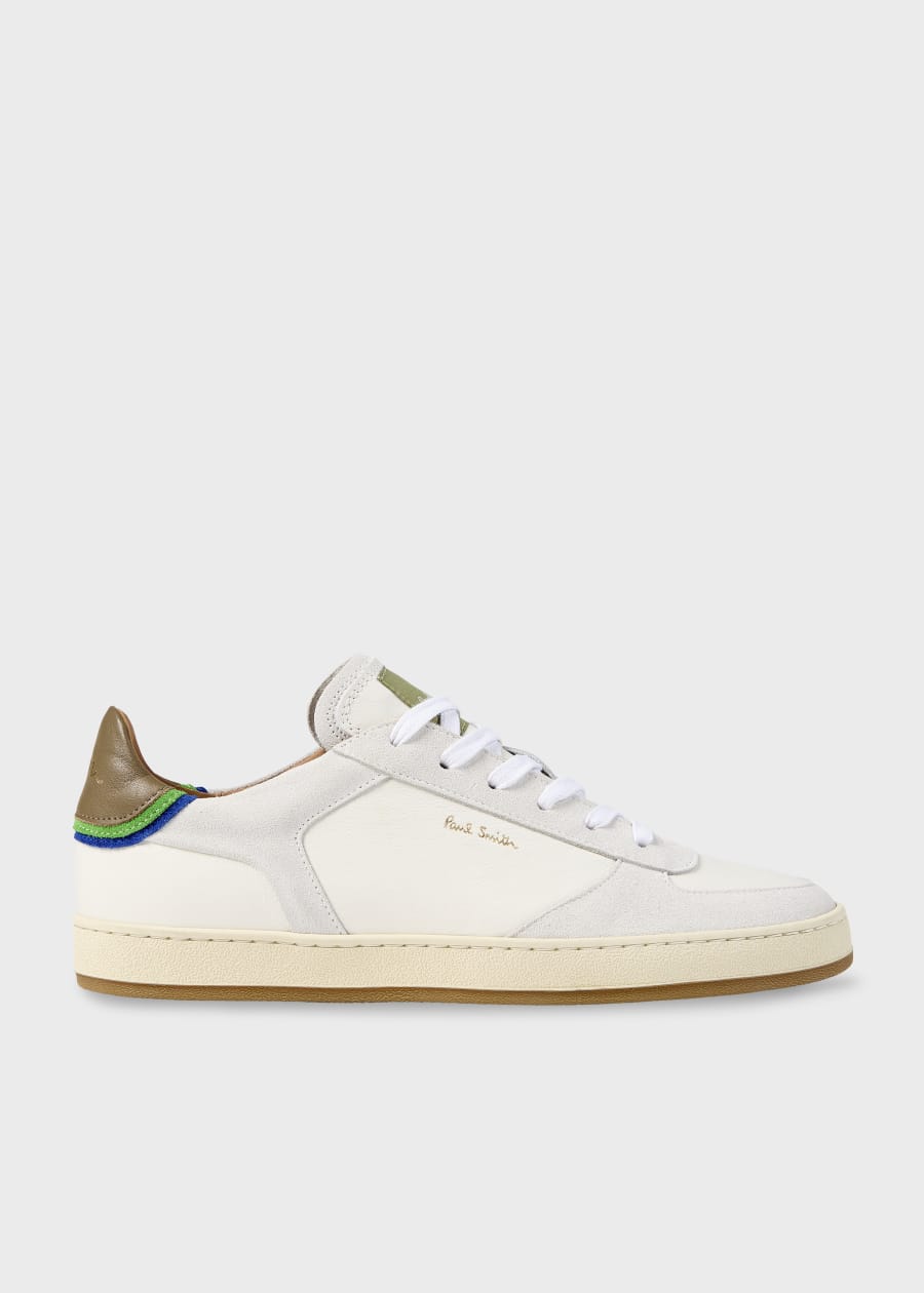 White Leather 'Beck' Sneakers With 'Signature Stripe' Heel Panels