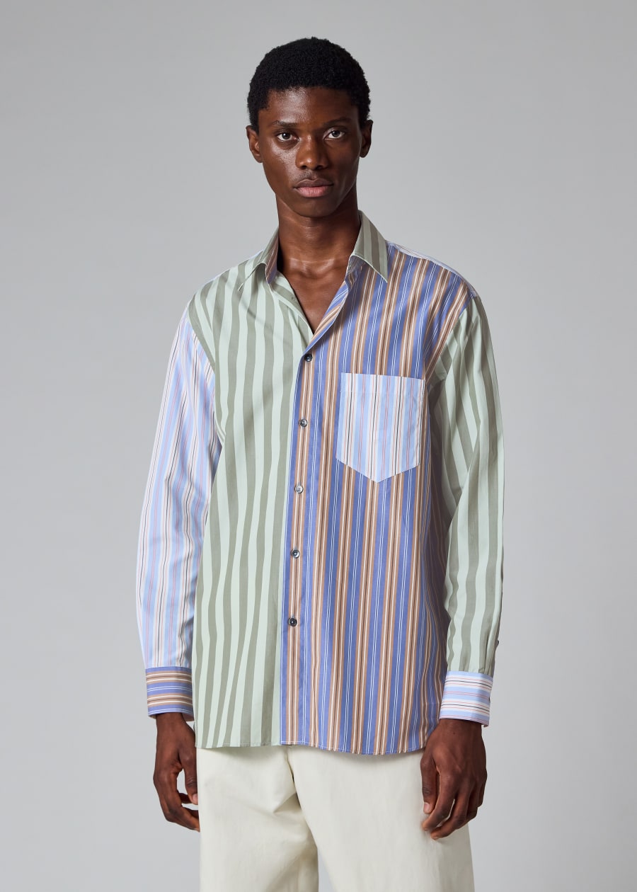 Men's 'River Collage' Viscose-Blend Shirt