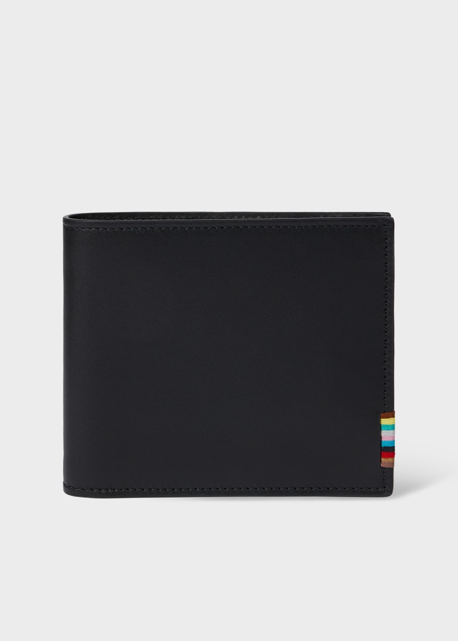 Men's Black Embossed Logo Zip Wallet