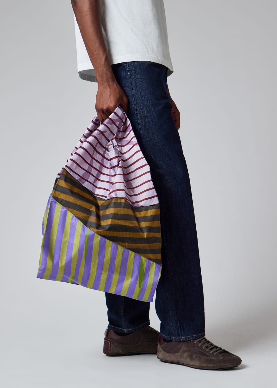 Susan Bijl x Paul Smith - Navy Mixed-Stripe 'The New Shopping Bag