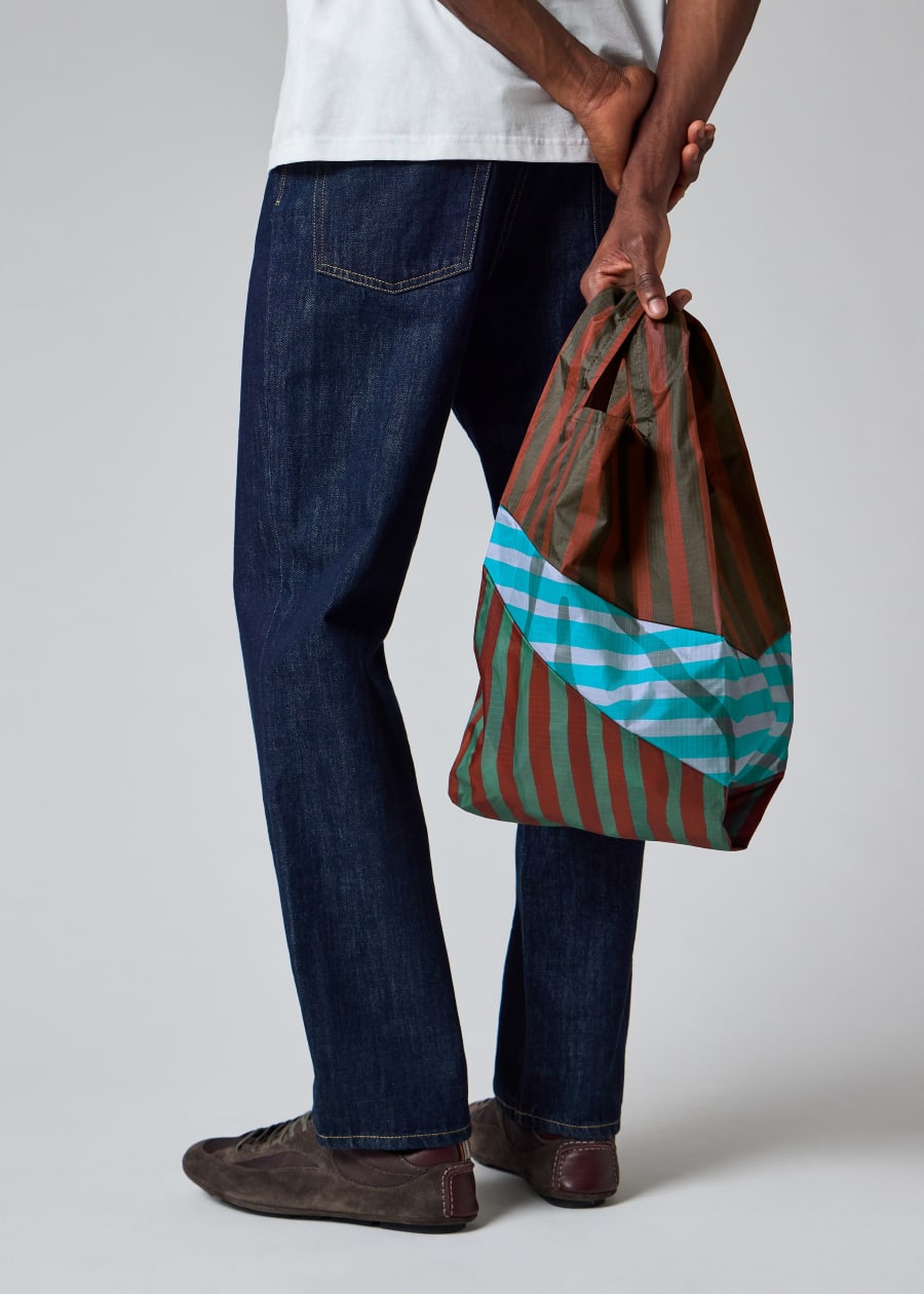 Susan Bijl x Paul Smith - Navy Mixed-Stripe 'The New Shopping Bag