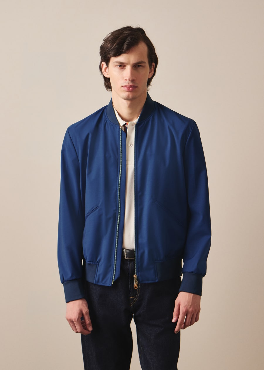 【Paul Smith】ネイビーブルーのジャケット Navy 'Zebra' Logo Cotton Bomber Jacket