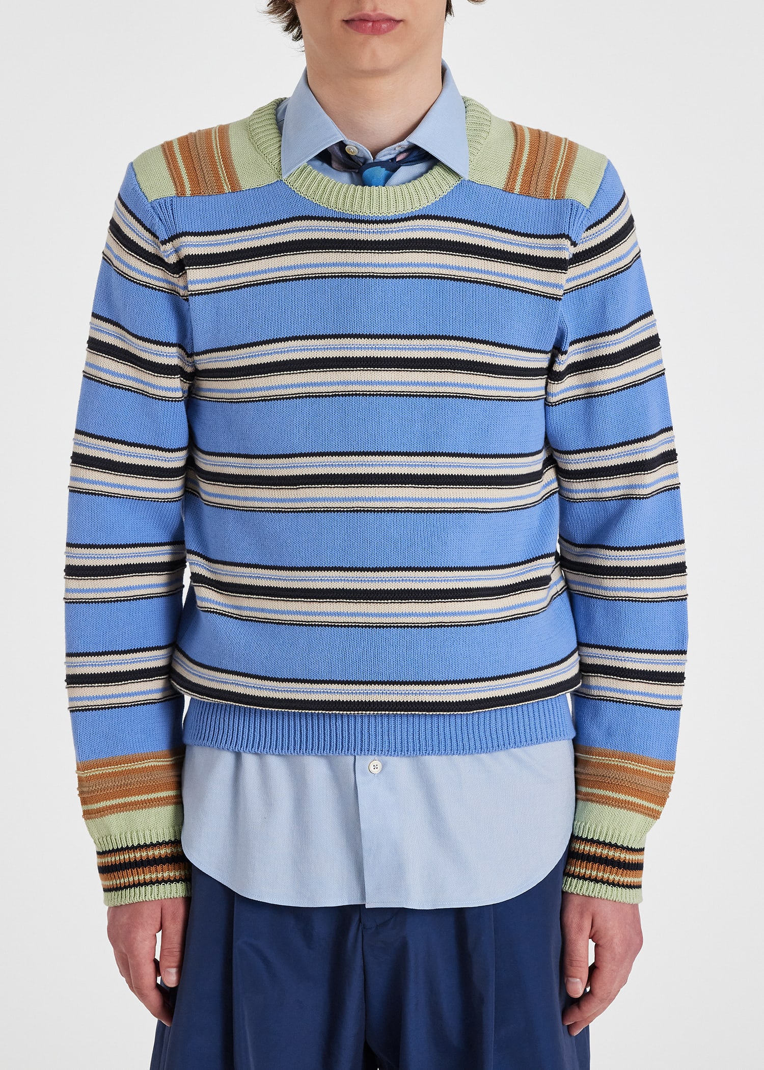 Mix-Up Stripe Cotton-Blend Sweater