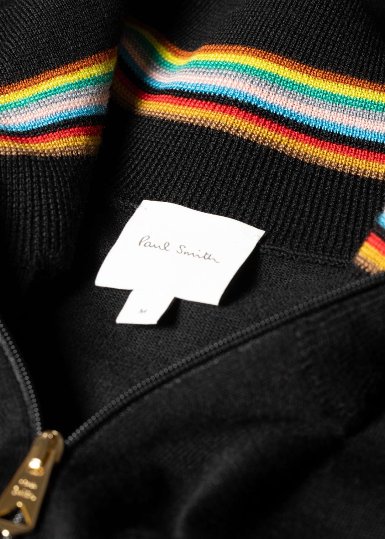 Men's Black Merino Wool Full Zip Cardigan
