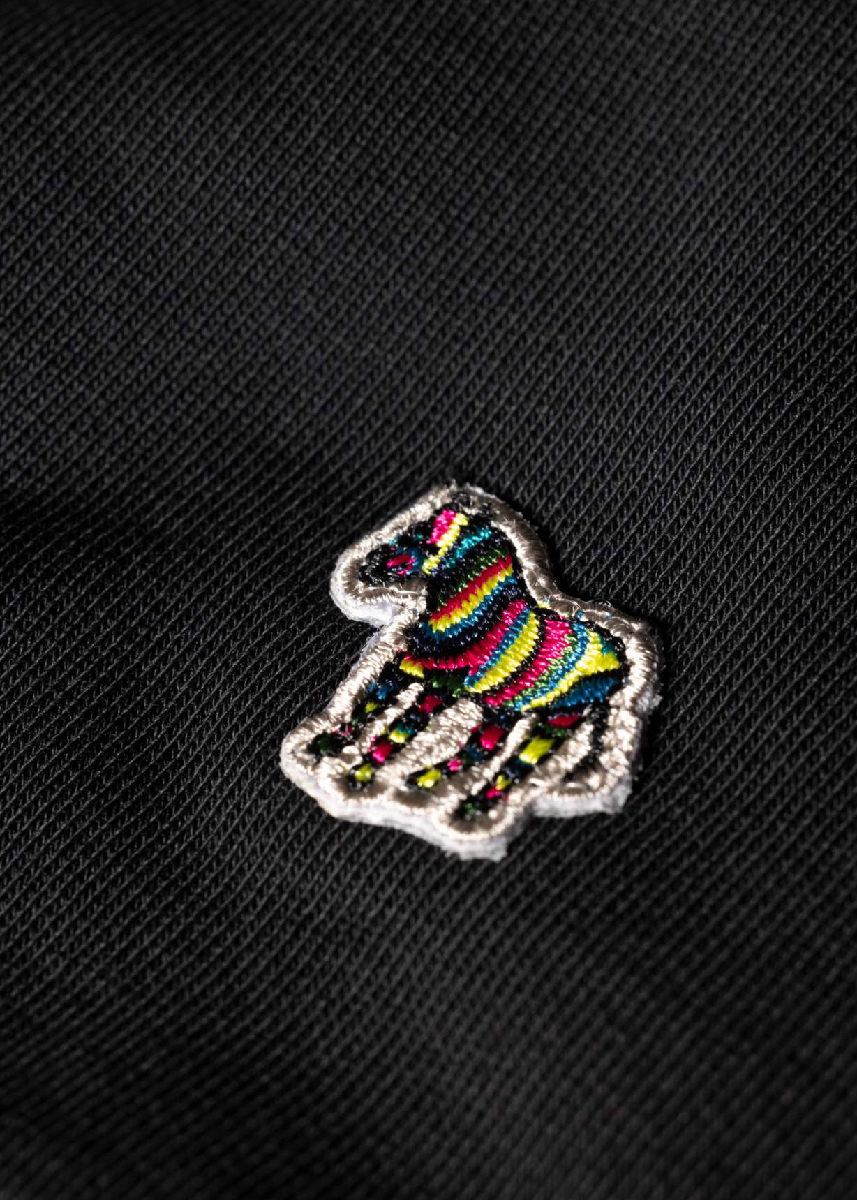 Men's Black Cotton Zebra Logo Zip-Neck Sweatshirt