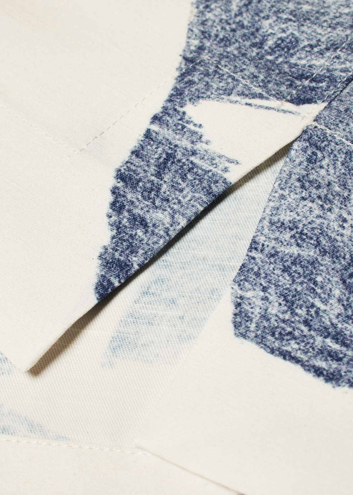 Men's Blue 'Abstract Cutout' Viscose-Linen Shirt