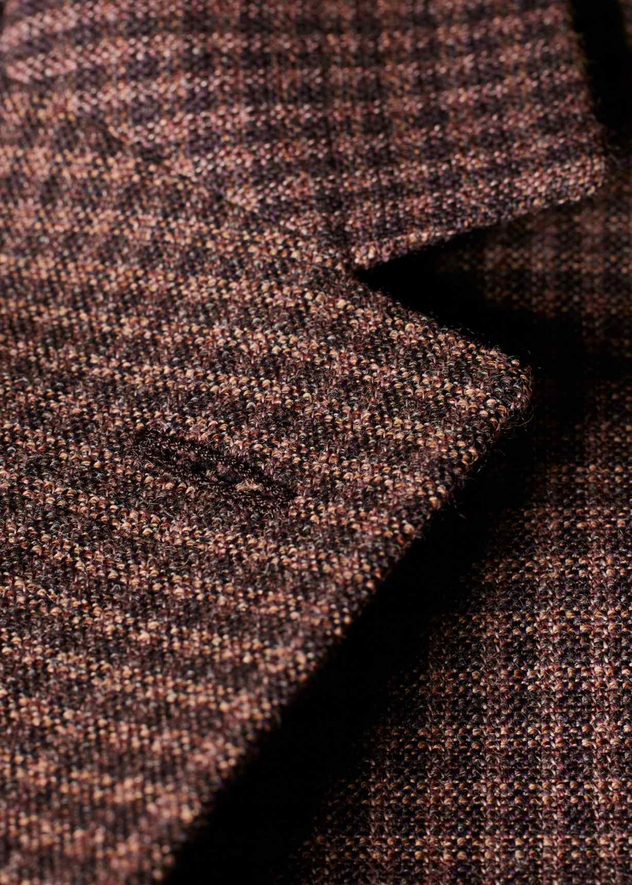 Men's Brown Stretch-Wool Gingham Check Blazer