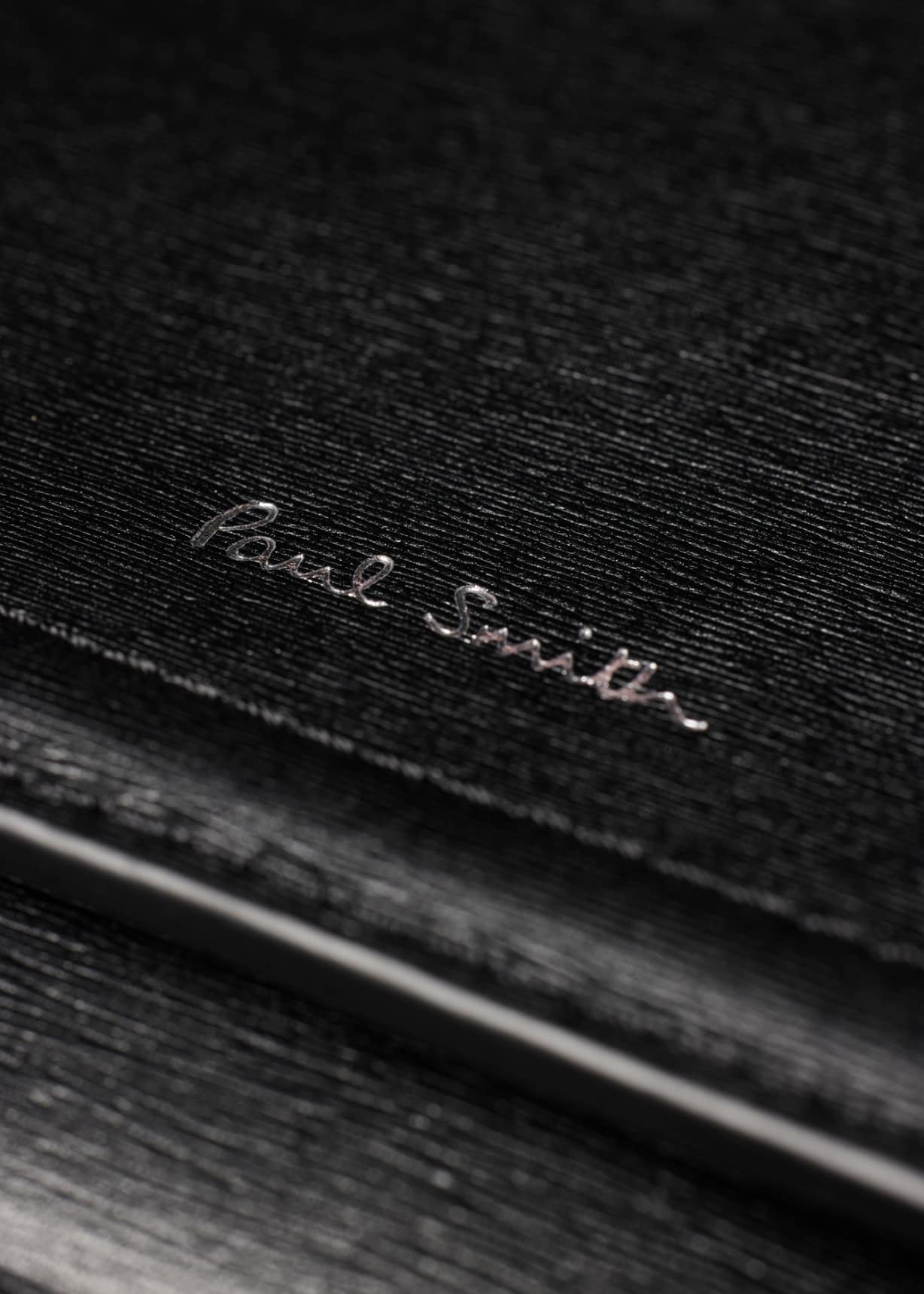 Black Straw-Grain Embossed Leather Messenger Bag