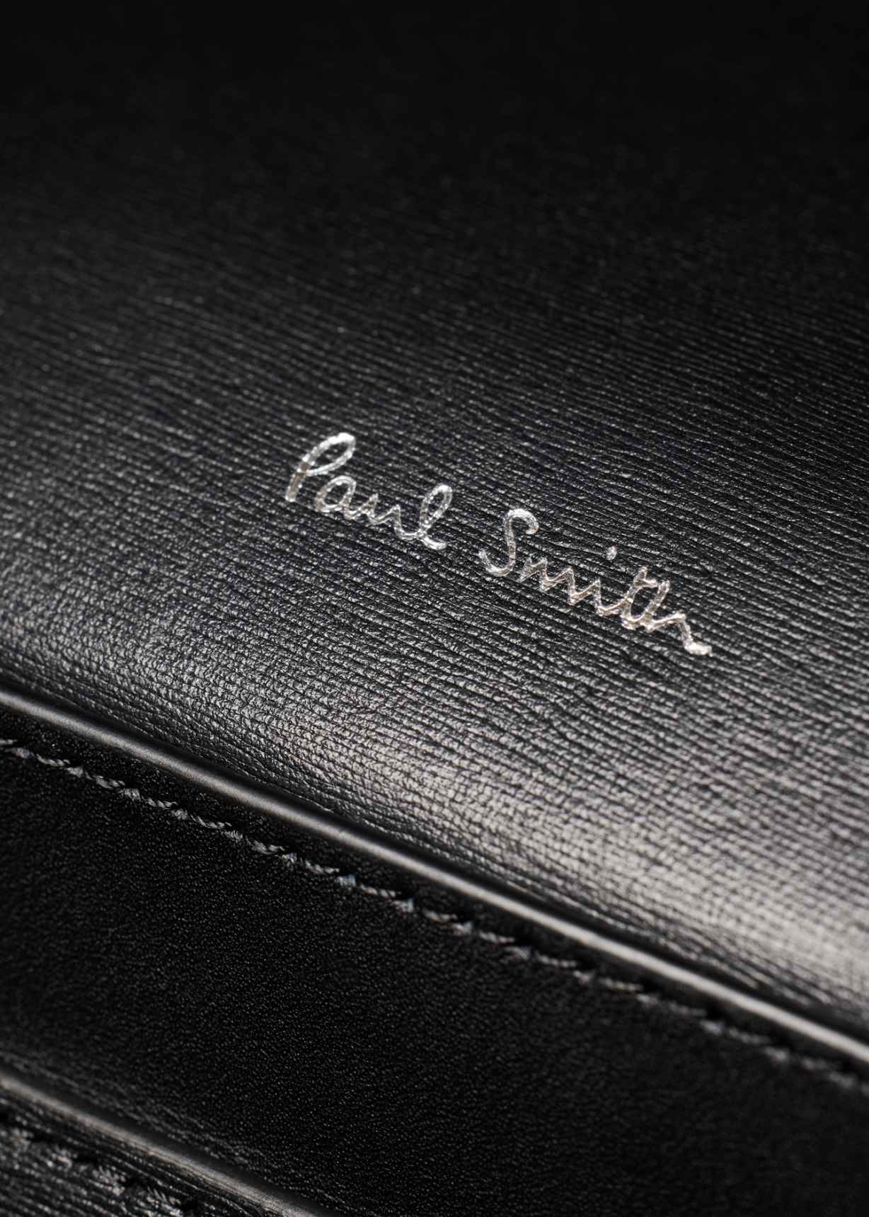 小物 Paul smith Black Straw-Grain Embossed Leather Folio
