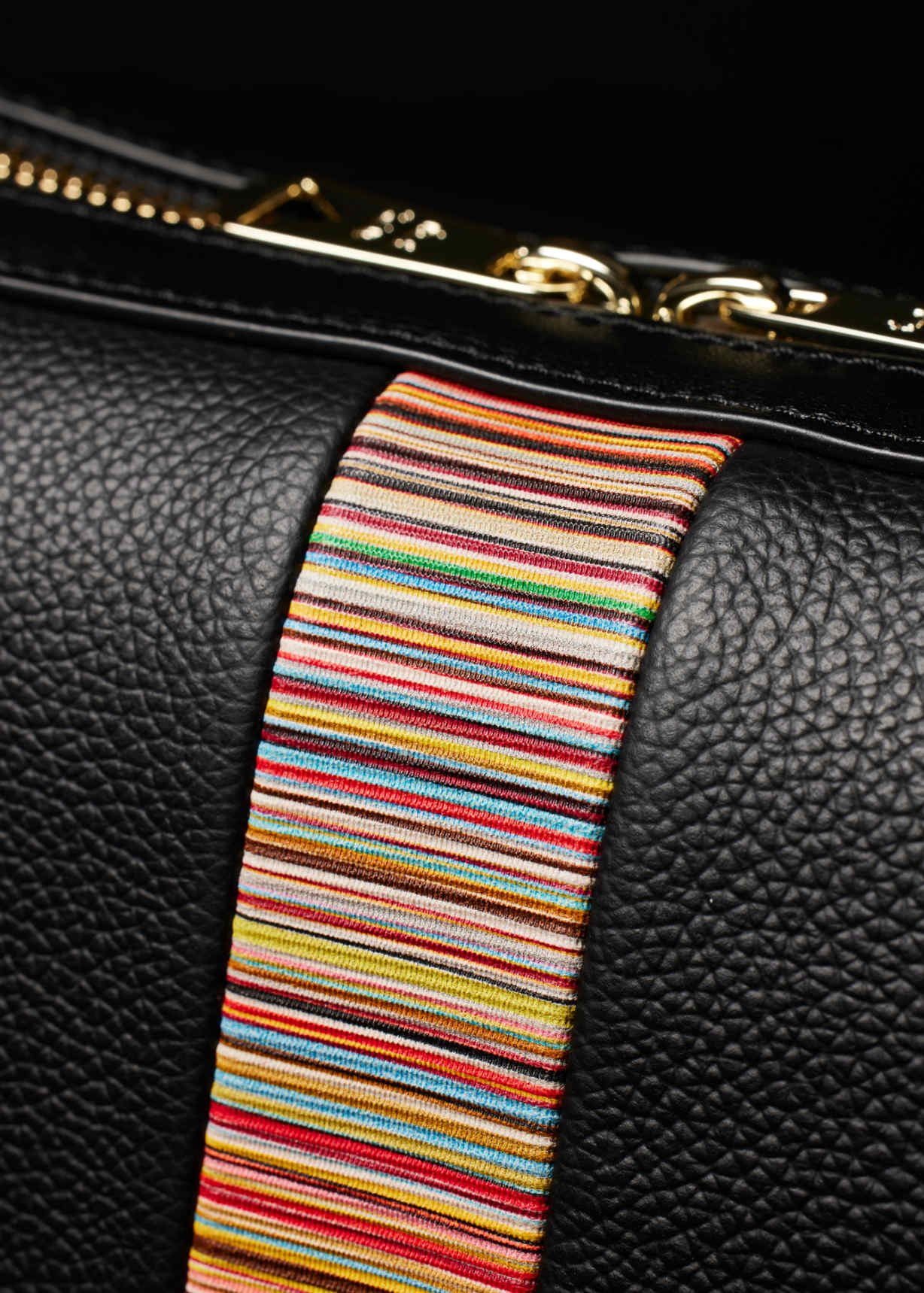 Men's Black Leather 'Signature Stripe' Trim Messenger Bag