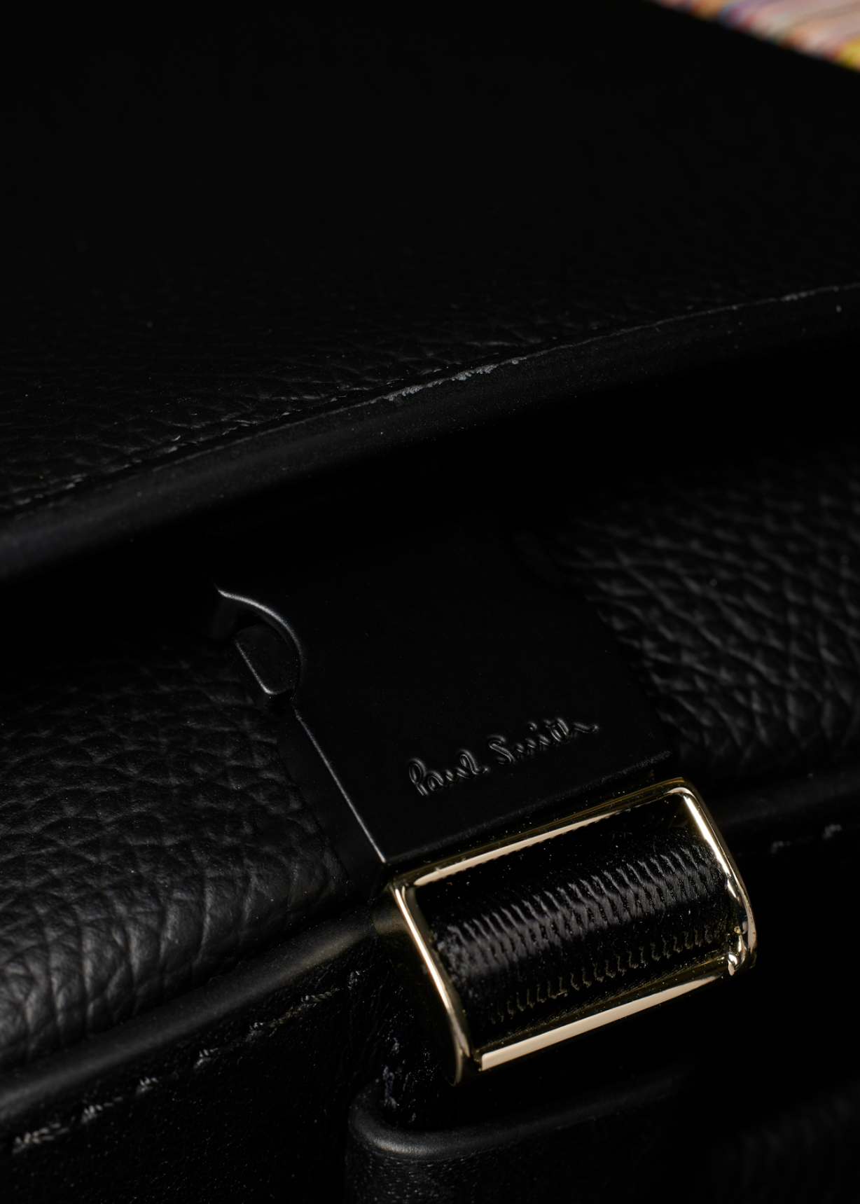 Men's Black Leather 'Signature Stripe' Trim Messenger Bag
