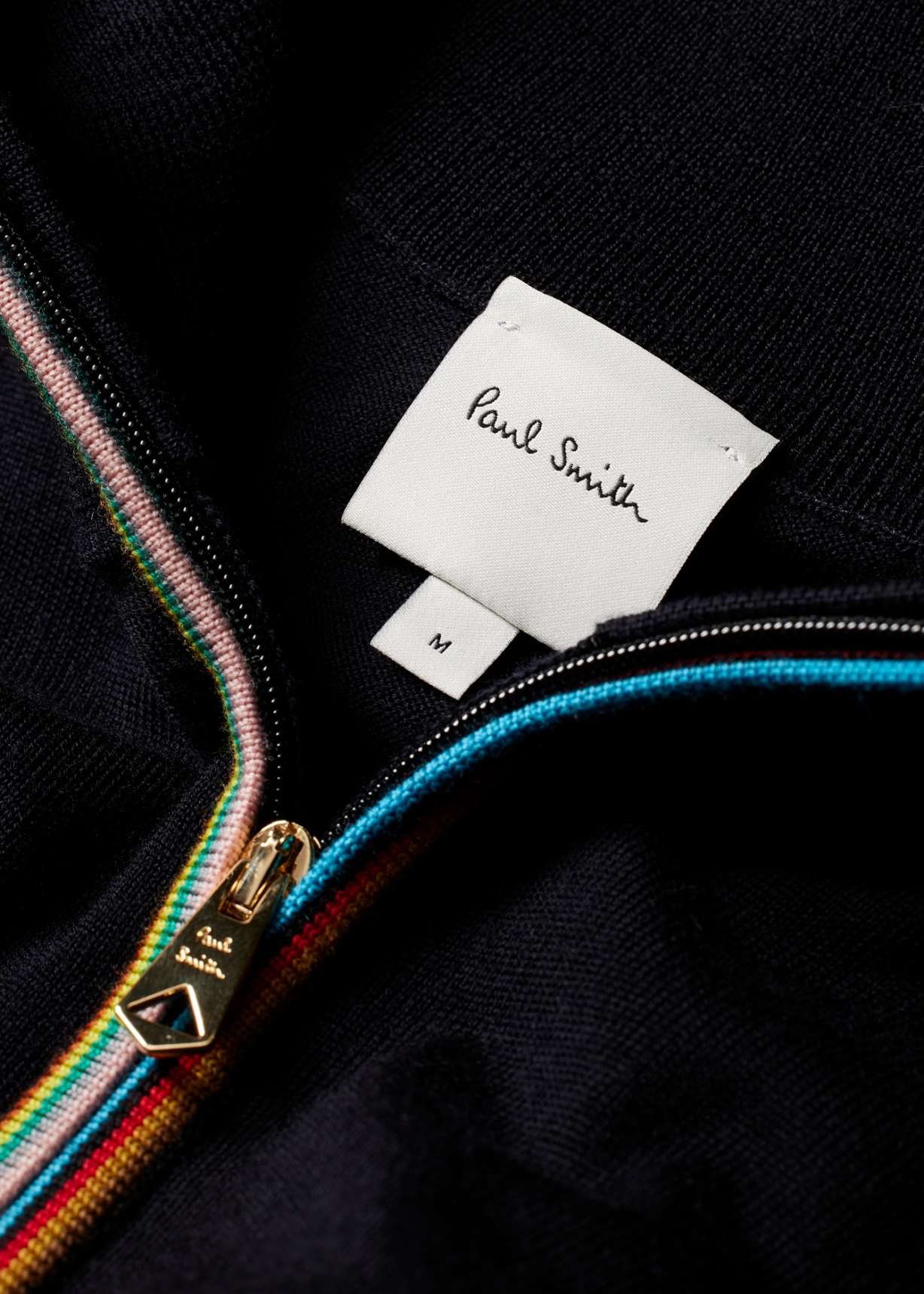 Navy Washable Merino Wool 'Signature Stripe' Zip Cardigan
