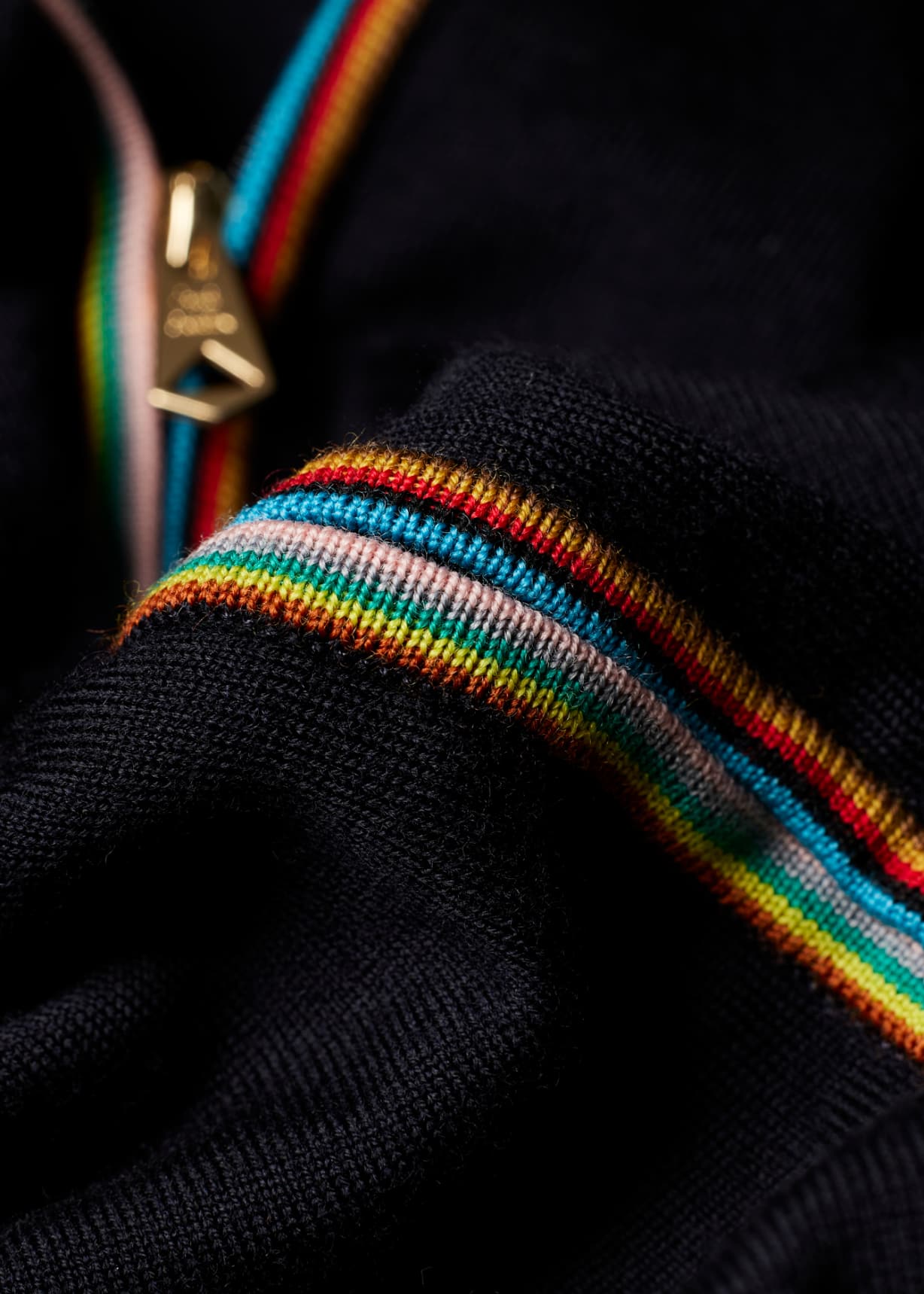 Navy Washable Merino Wool 'Signature Stripe' Zip Cardigan
