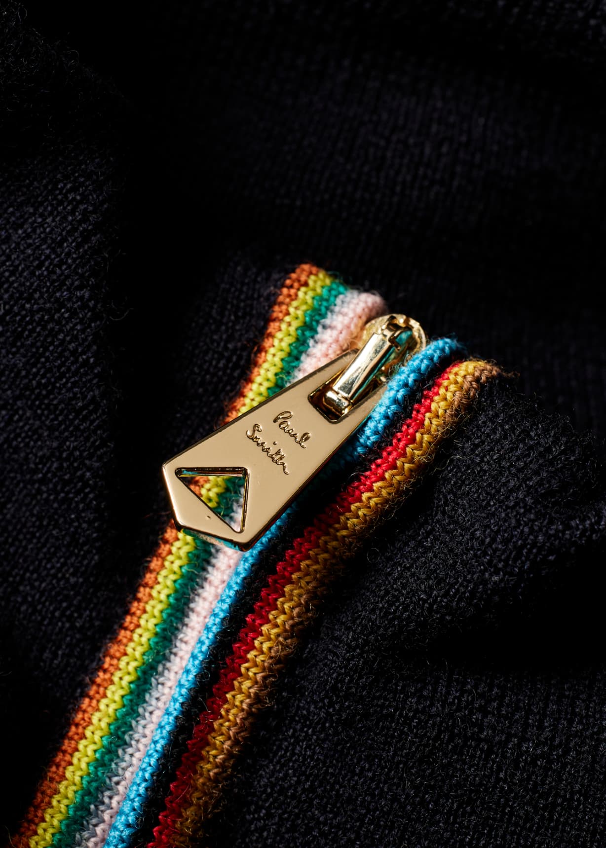 Navy Washable Merino Wool 'Signature Stripe' Zip Cardigan