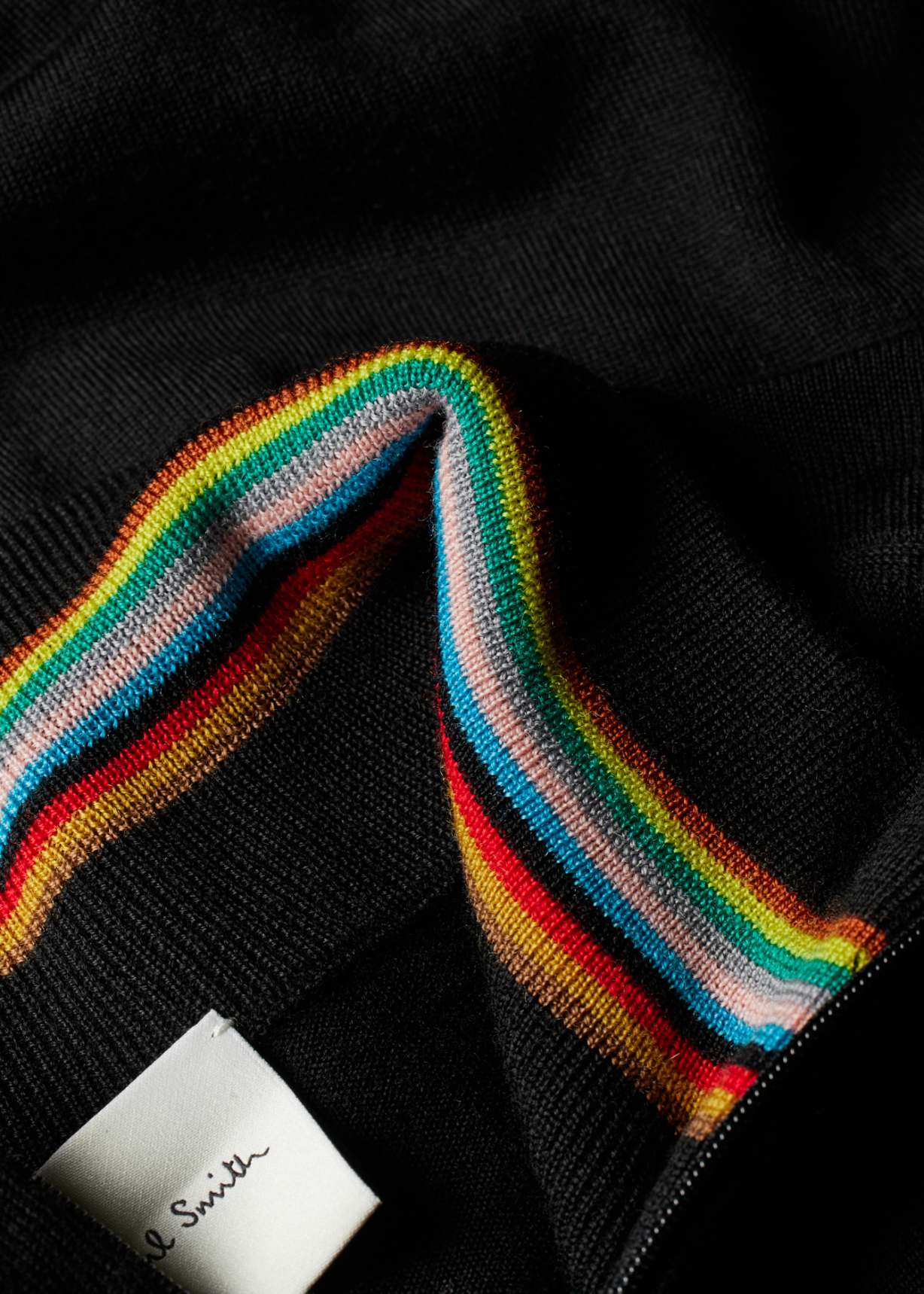 Black Merino Wool Full-Zip Cardigan Paul Smith