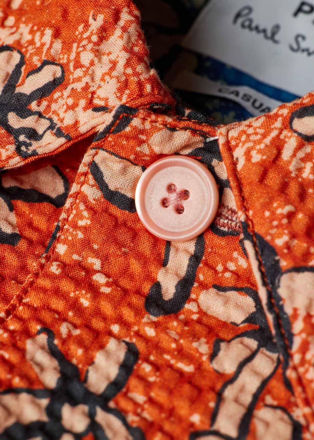 Men's Orange 'Field Floral' Cotton Seersucker Shirt