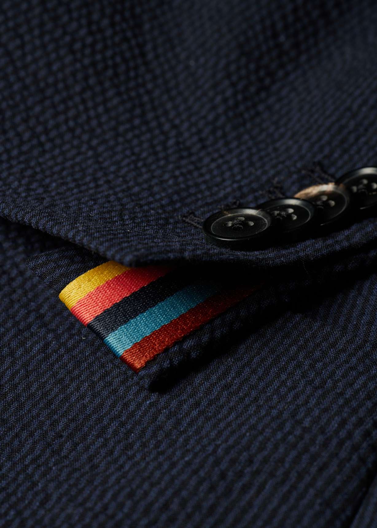 Men's Navy Cotton-Blend Seersucker Stripe Blazer