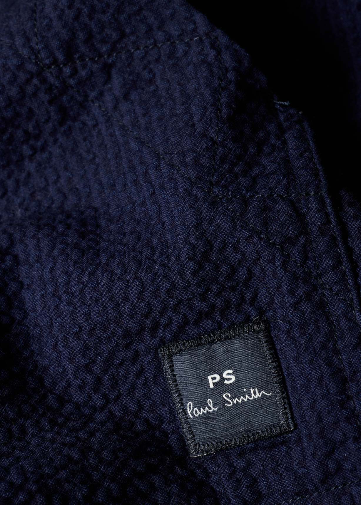 Men's Navy Cotton Seersucker Work Jacket