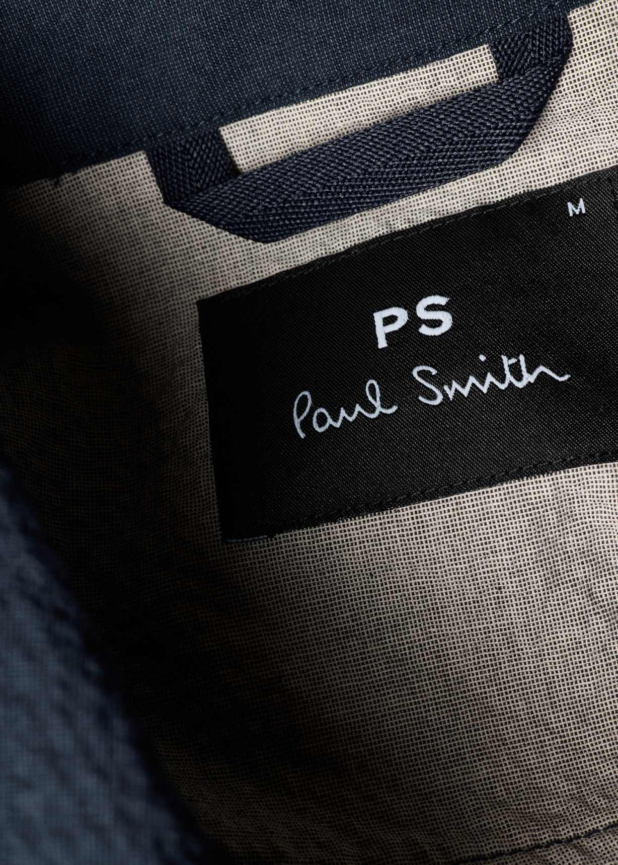 Men's Navy Stretch-Cotton Seersucker Jacket