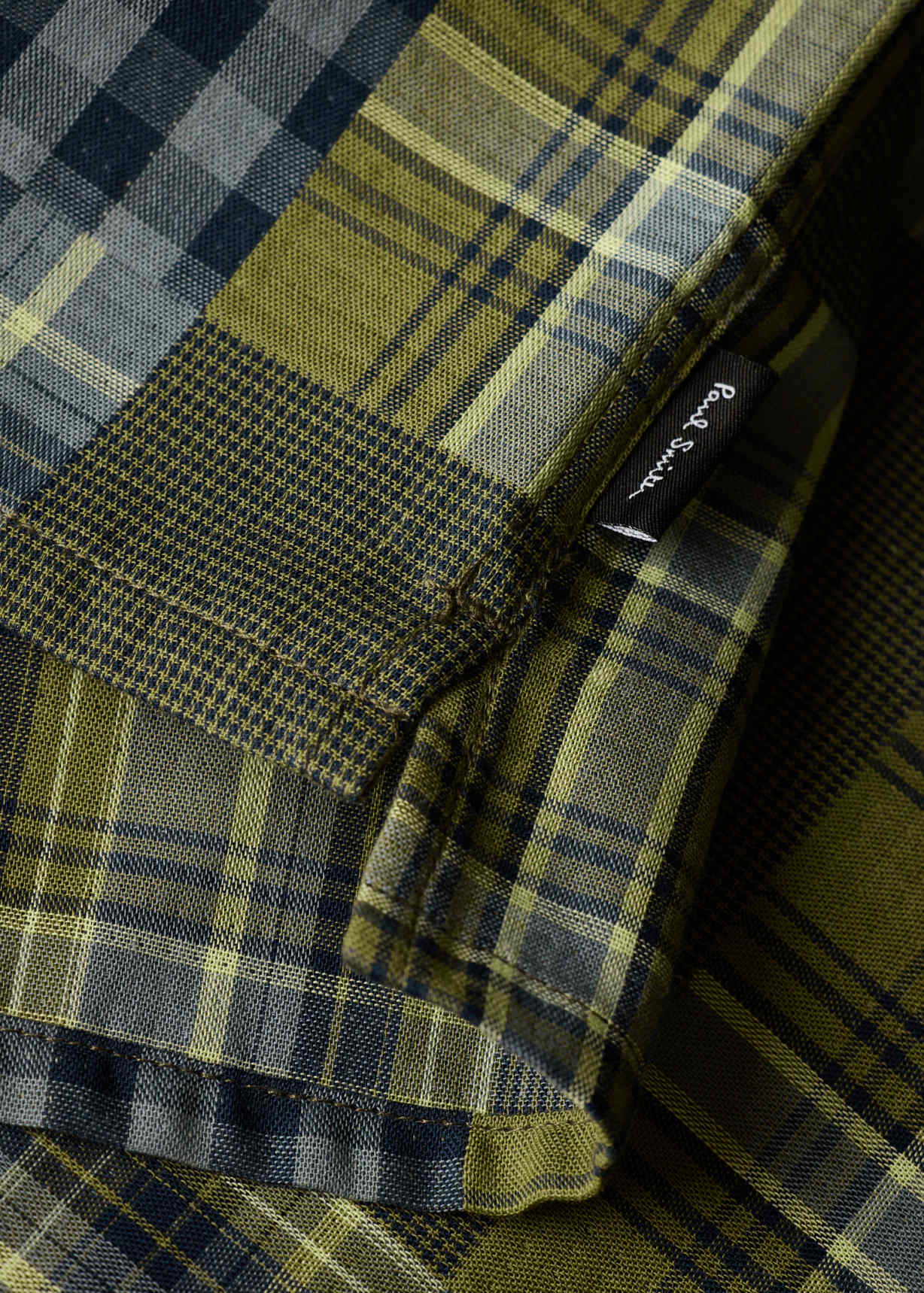 Men's Regular-Fit Green Patchwork Check Shirt