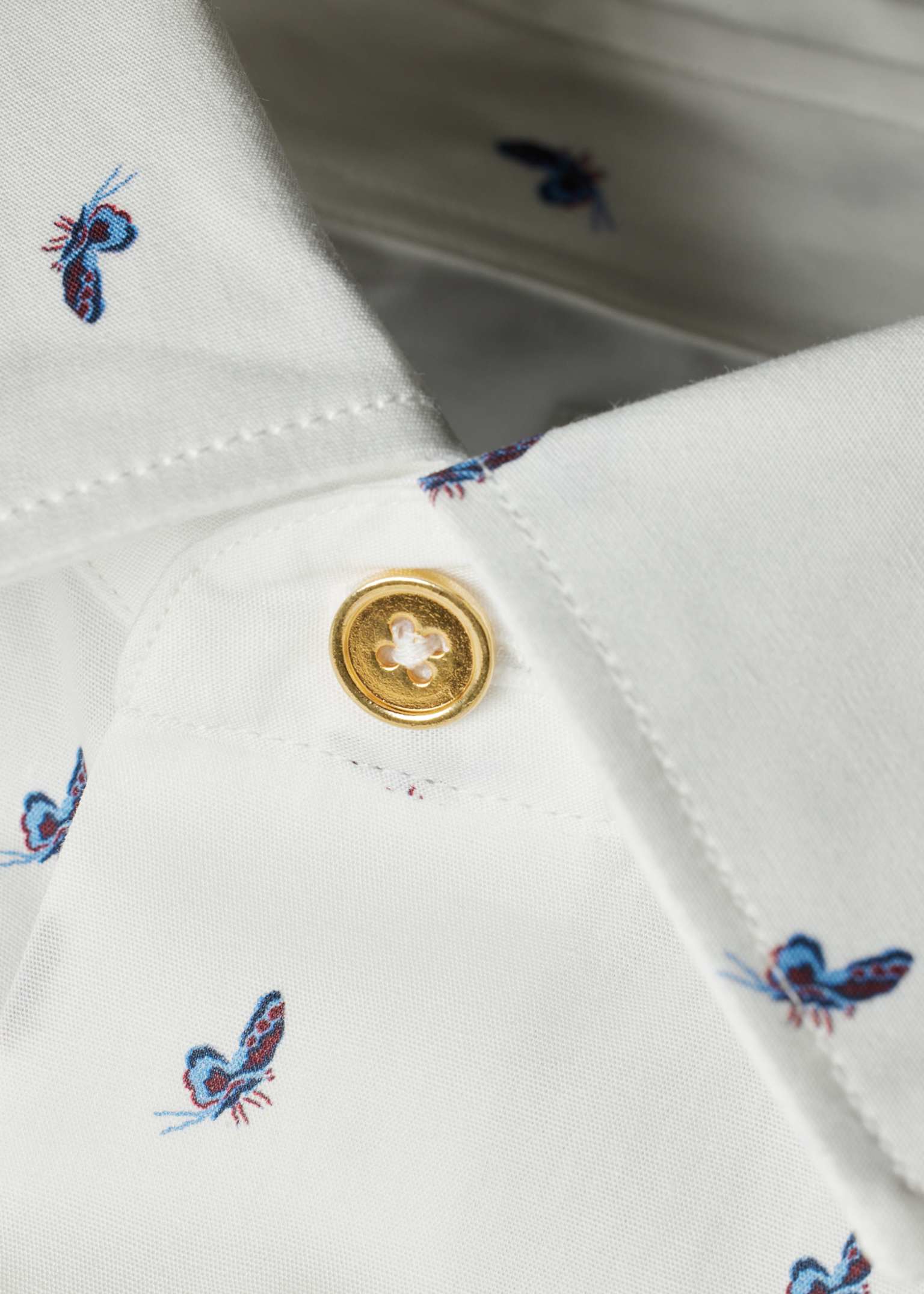 CD 25 Butterfly Coconut Print Shirt White Blue Cotton main image 0