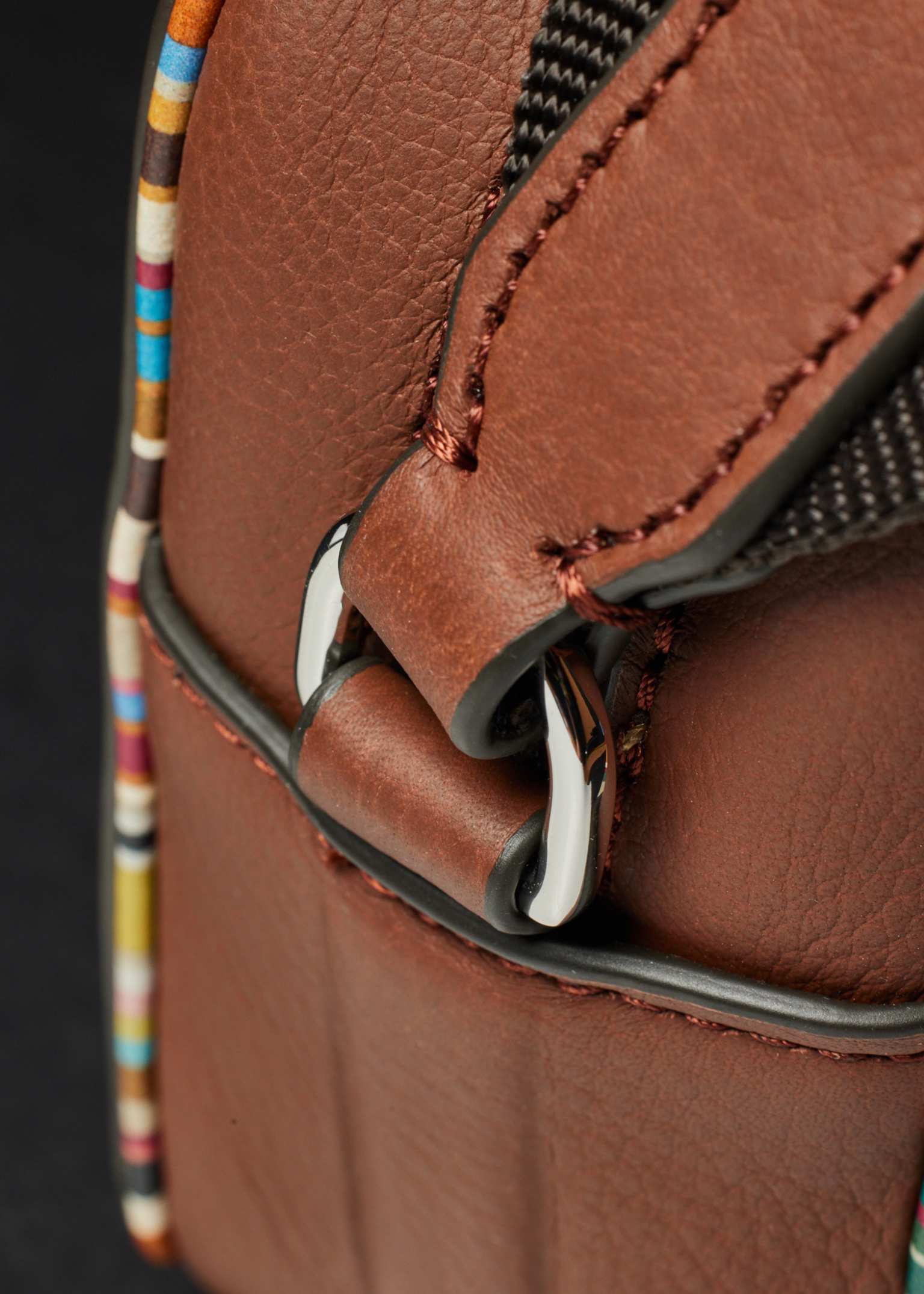 Tan Leather 'Signature Stripe' Piping Flight Bag