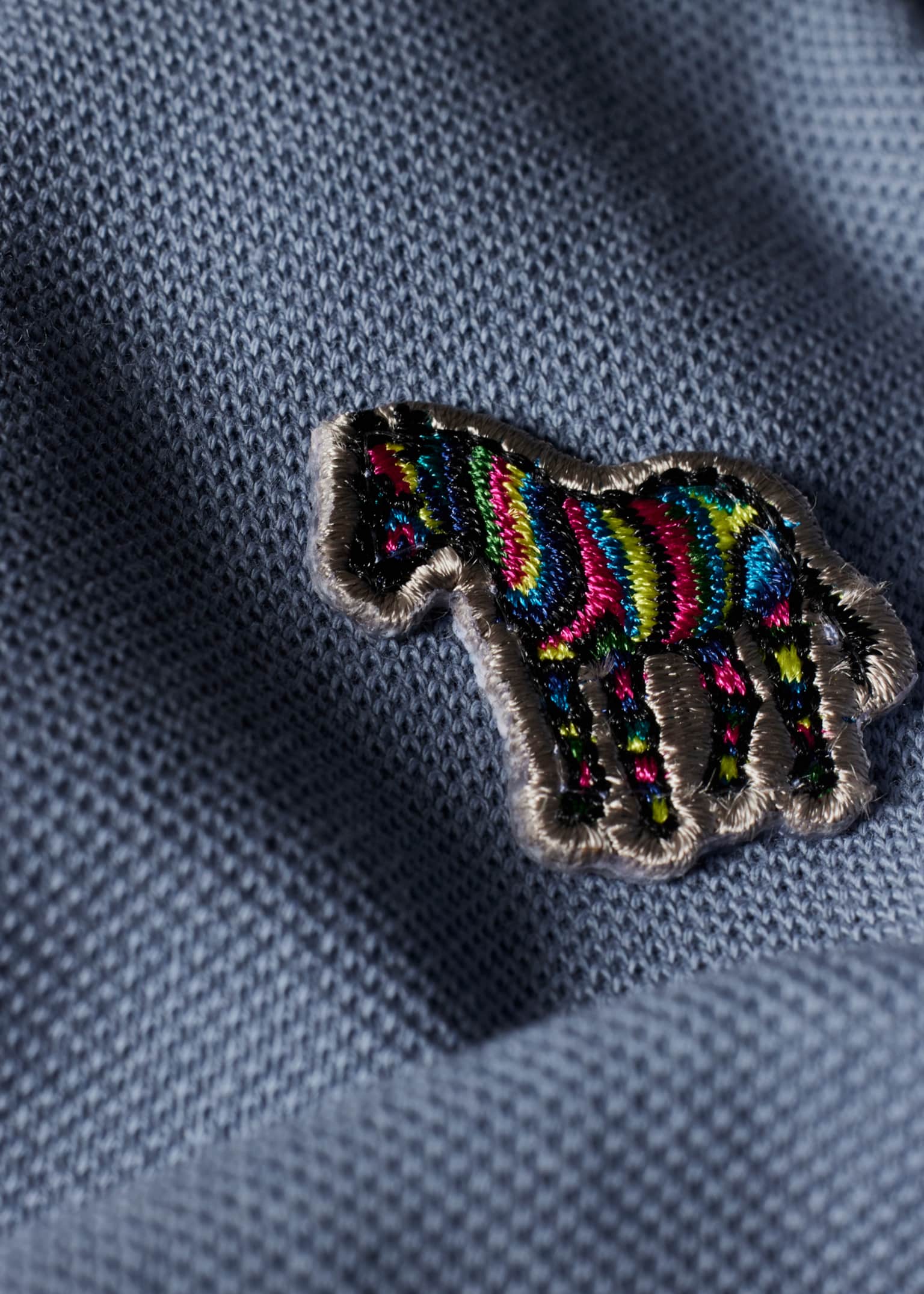 Pale Indigo Organic Cotton Zebra Polo Shirt