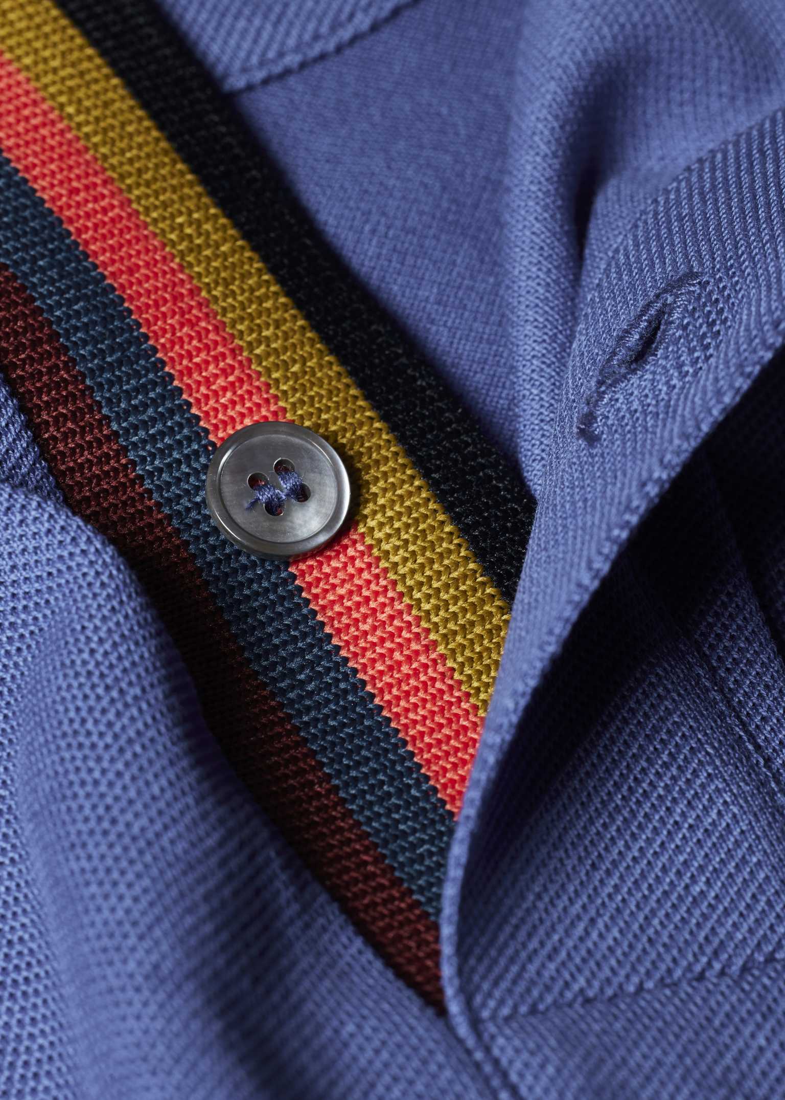 Men's Blue 'Artist Stripe' Placket Polo Shirt