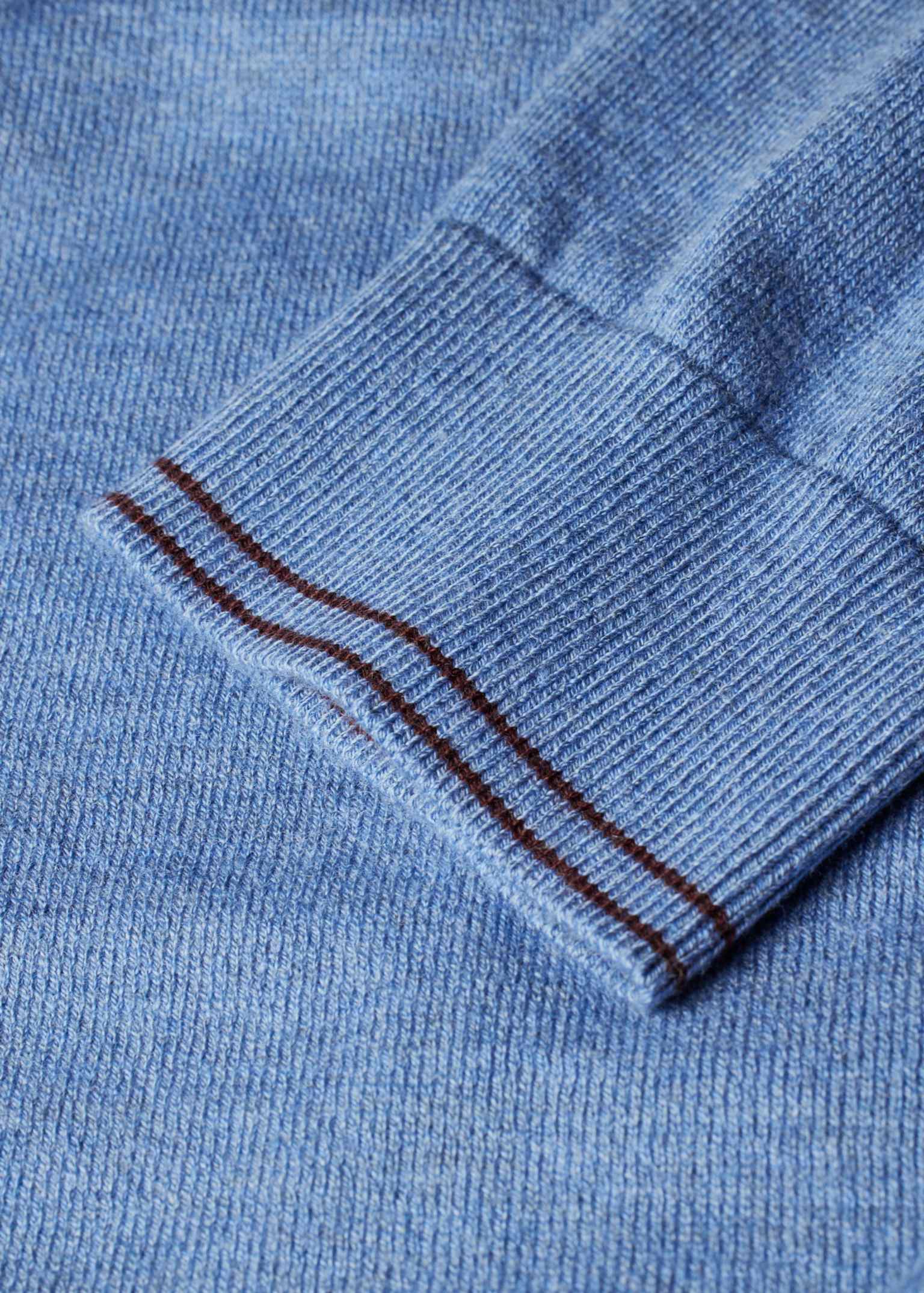 Pual Smith　P10018 Pale Blue Cotton-Blend Zebra Logo Half Zip Sweater