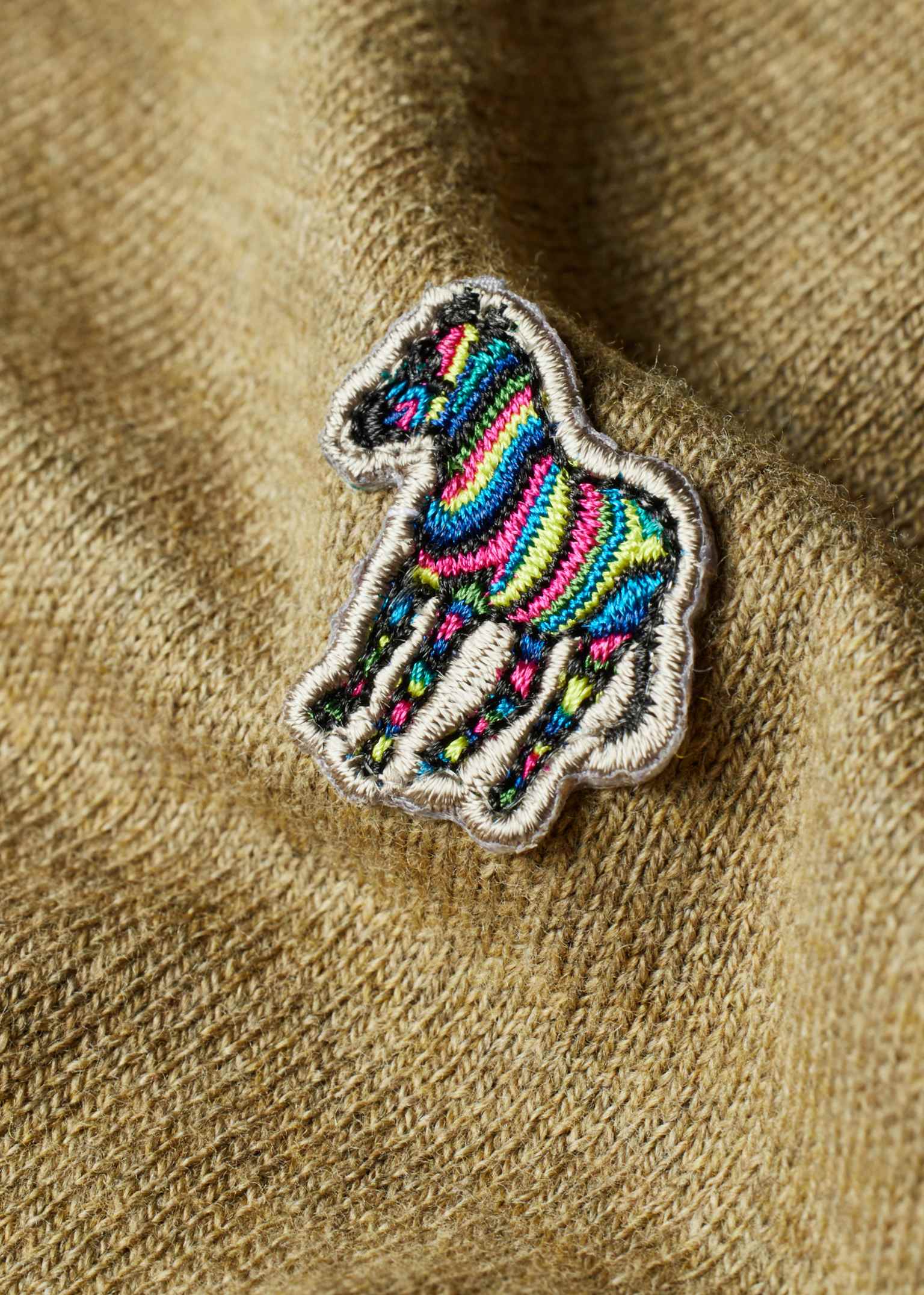 Paul Smith キャメル size M Camel Cotton-Blend Zebra Logo Half Zip