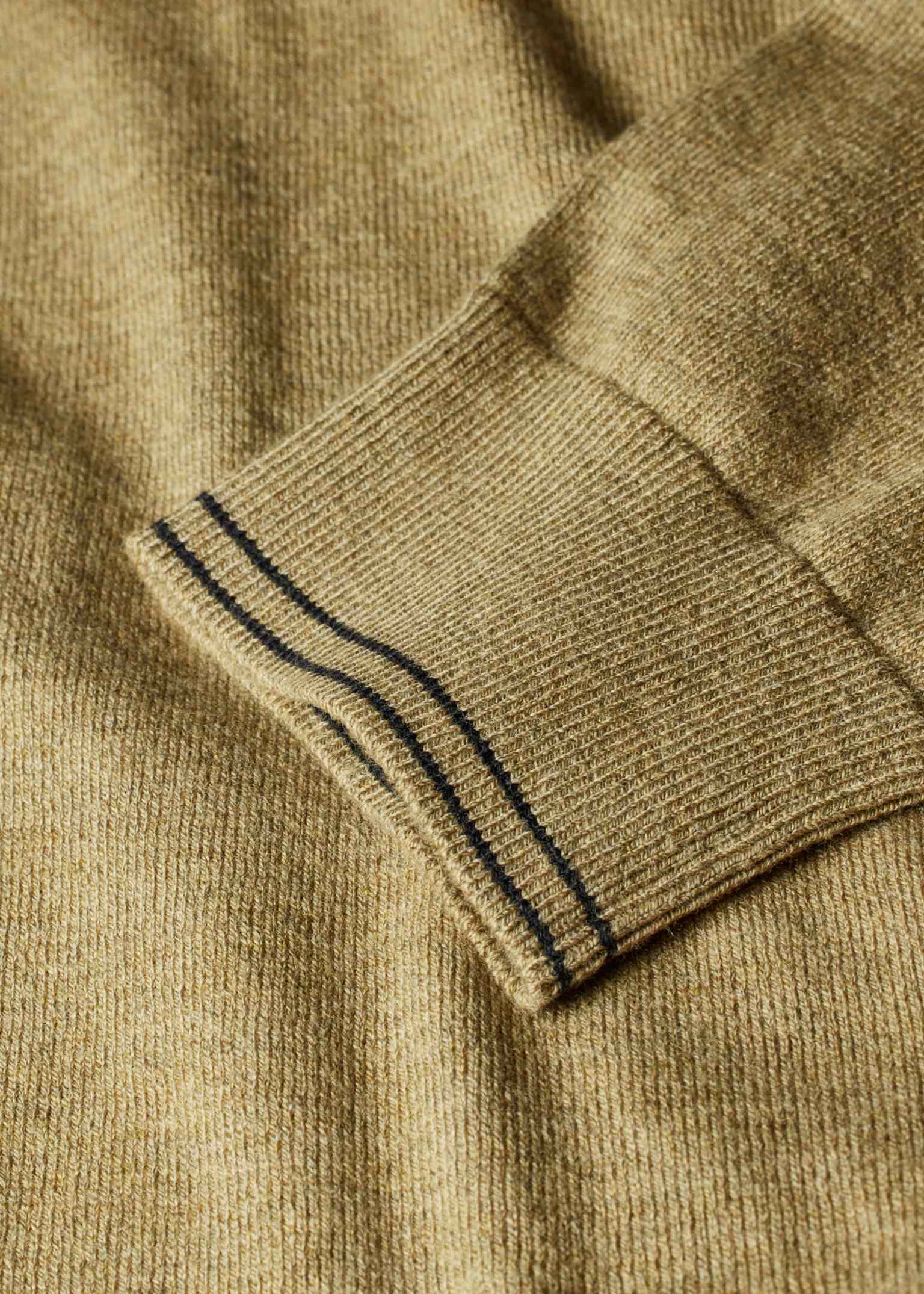 Camel Cotton-Blend Zebra Logo Half Zip Sweater