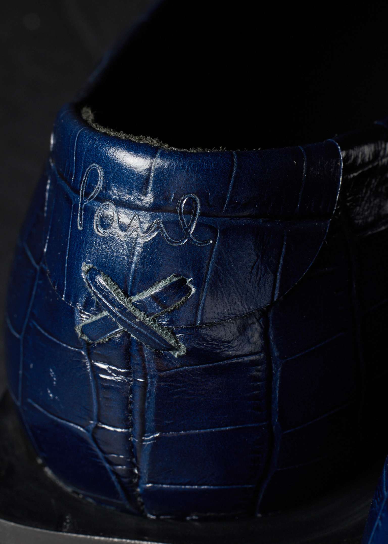 Women's Navy Croc-Embossed 'Tavira' Block Heel Loafers