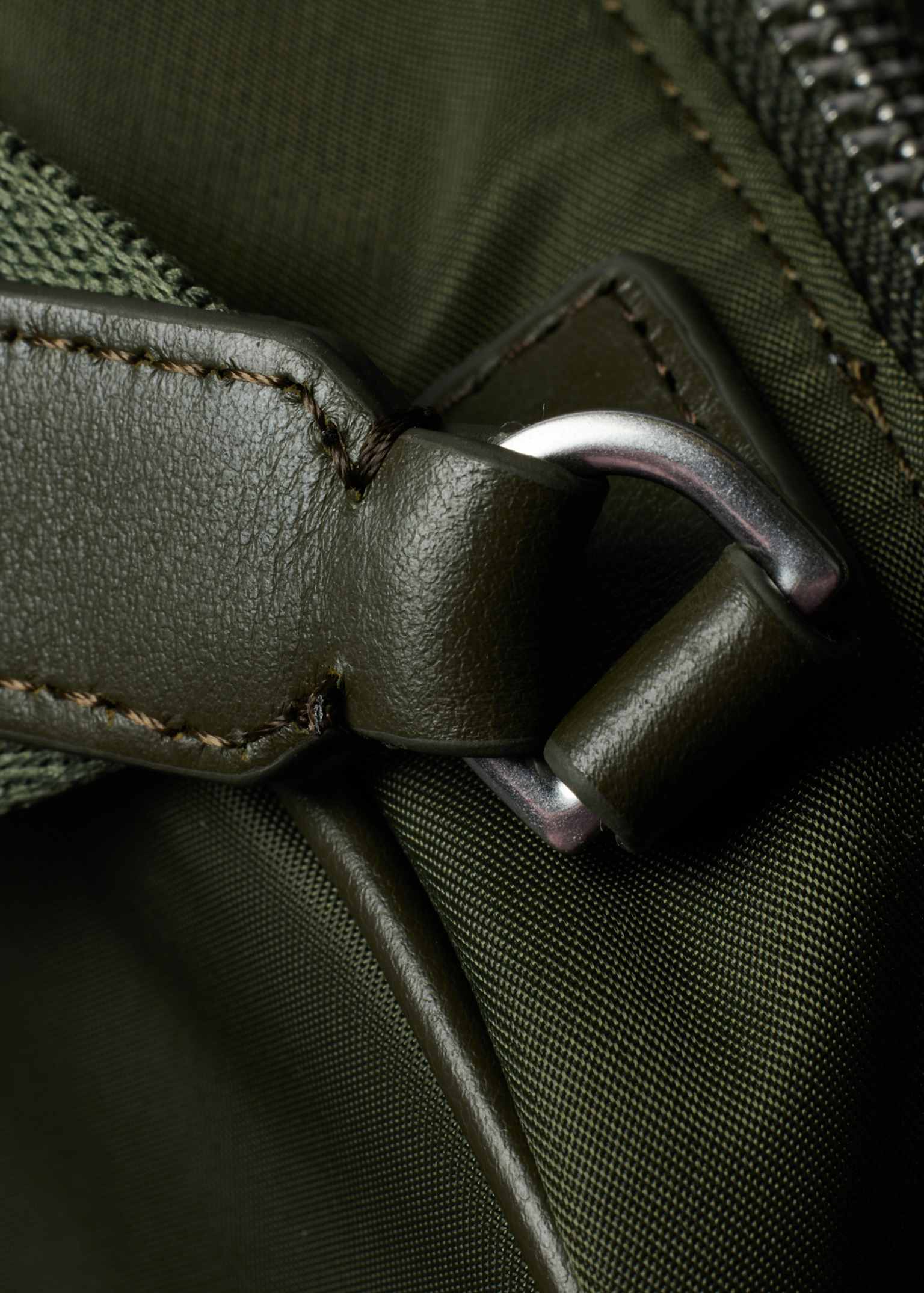 Men's Khaki Recycled Nylon 'Signature Stripe' Small Flight Bag