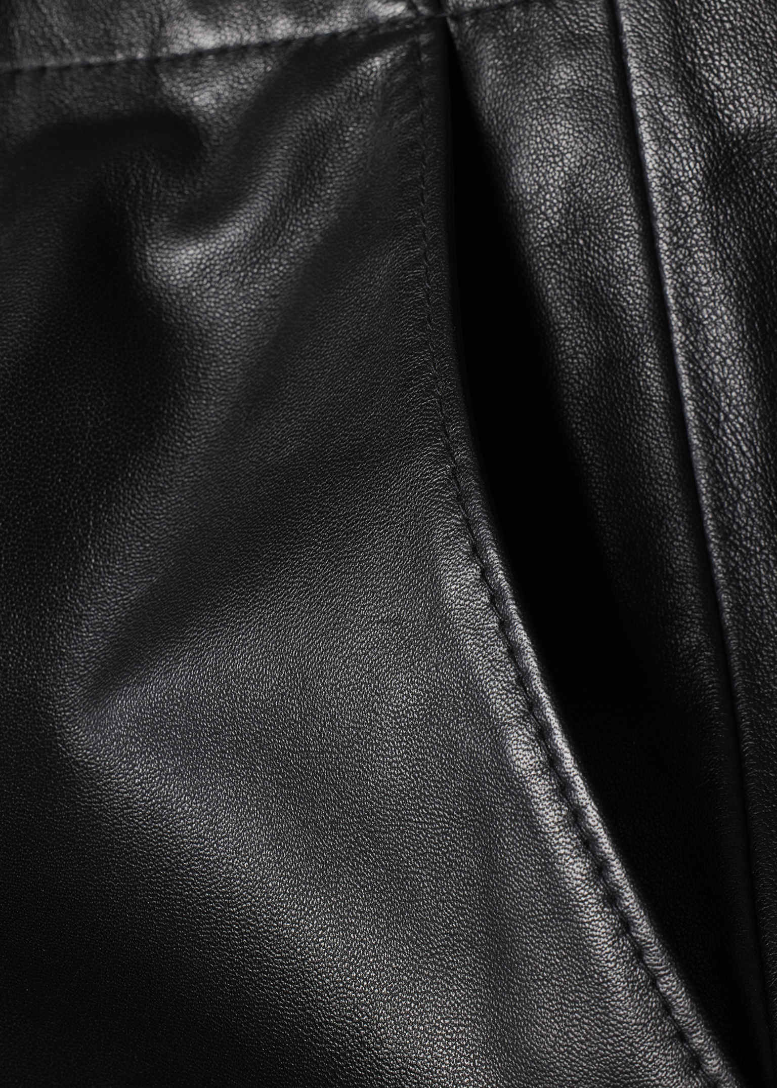 Women's Black Leather Straight-Leg Trousers