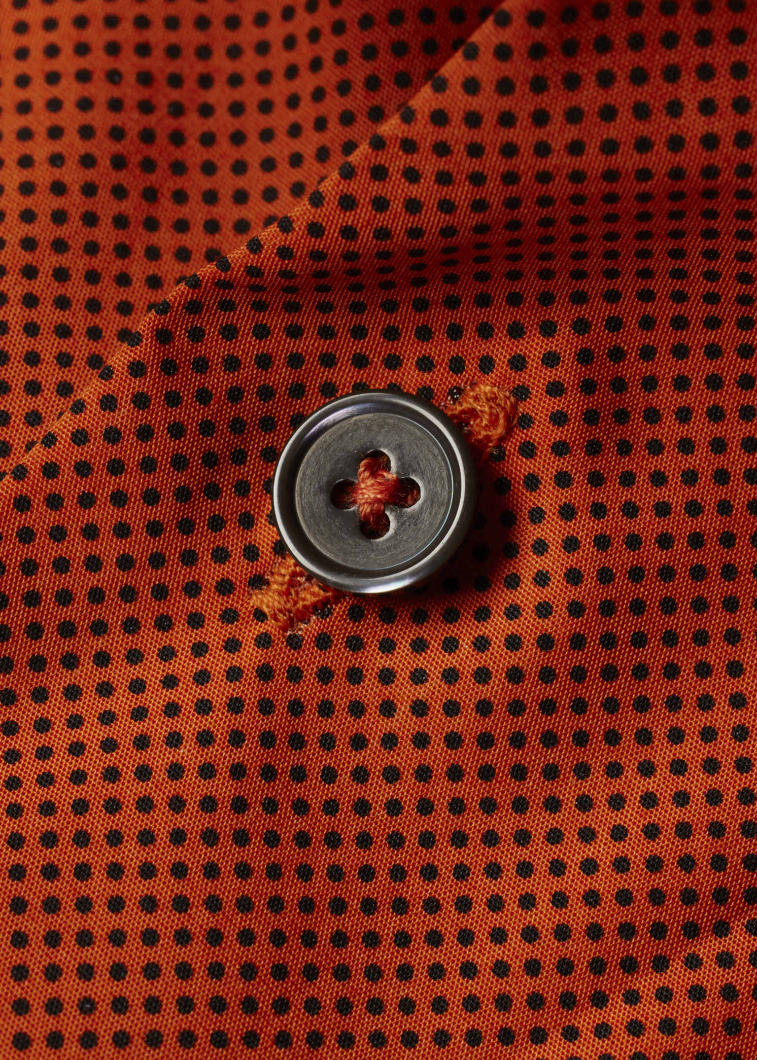 Men's Rust Tiny Dot Print Cotton Shirt