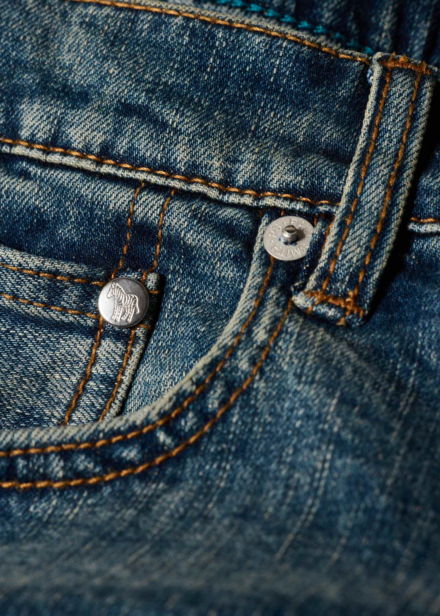 Standard-Fit 11.8oz 'Crosshatch Stretch' Blue-Rinse Jeans