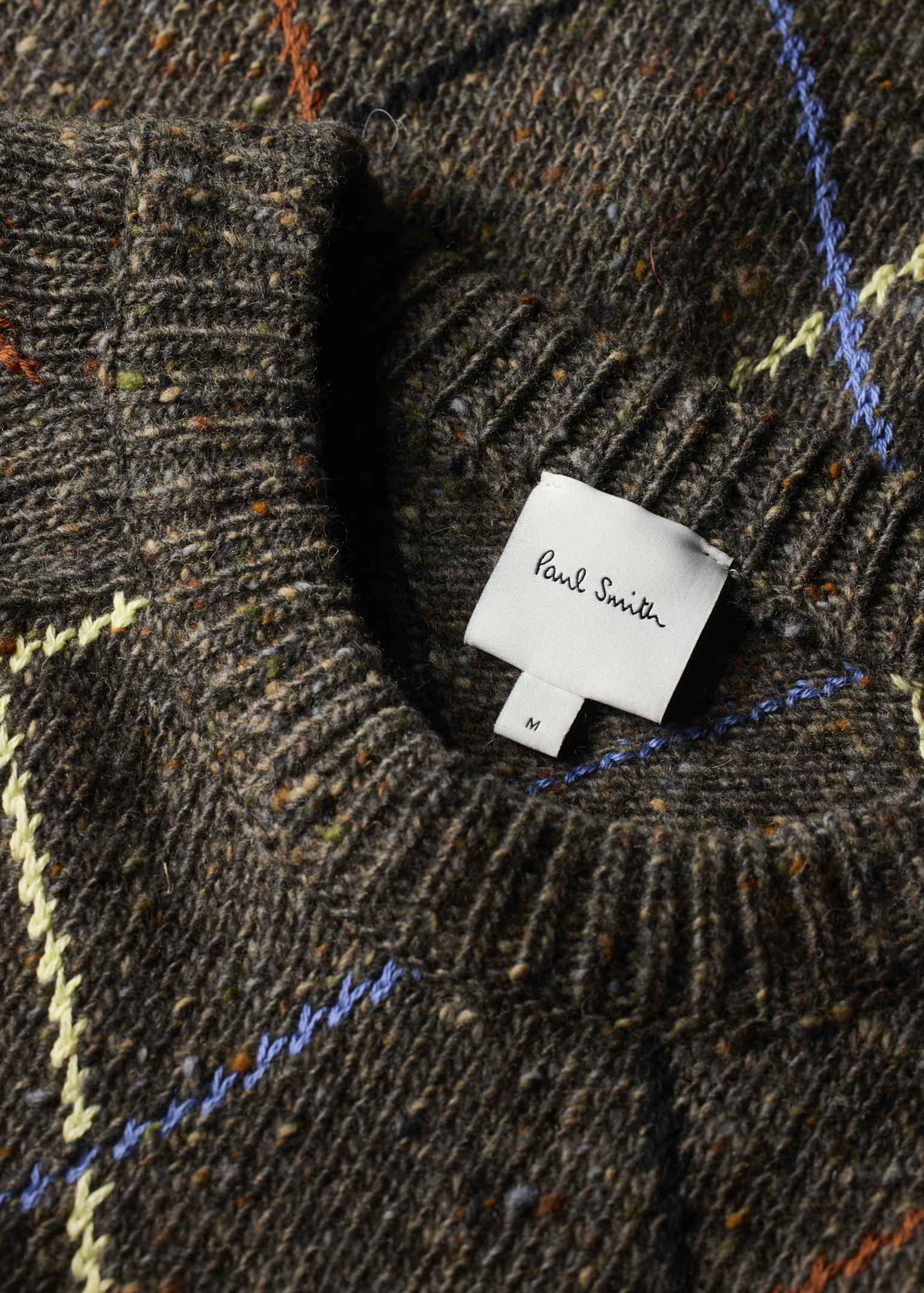 Men's Brown Flecked Wool-Blend Argyle Sweater