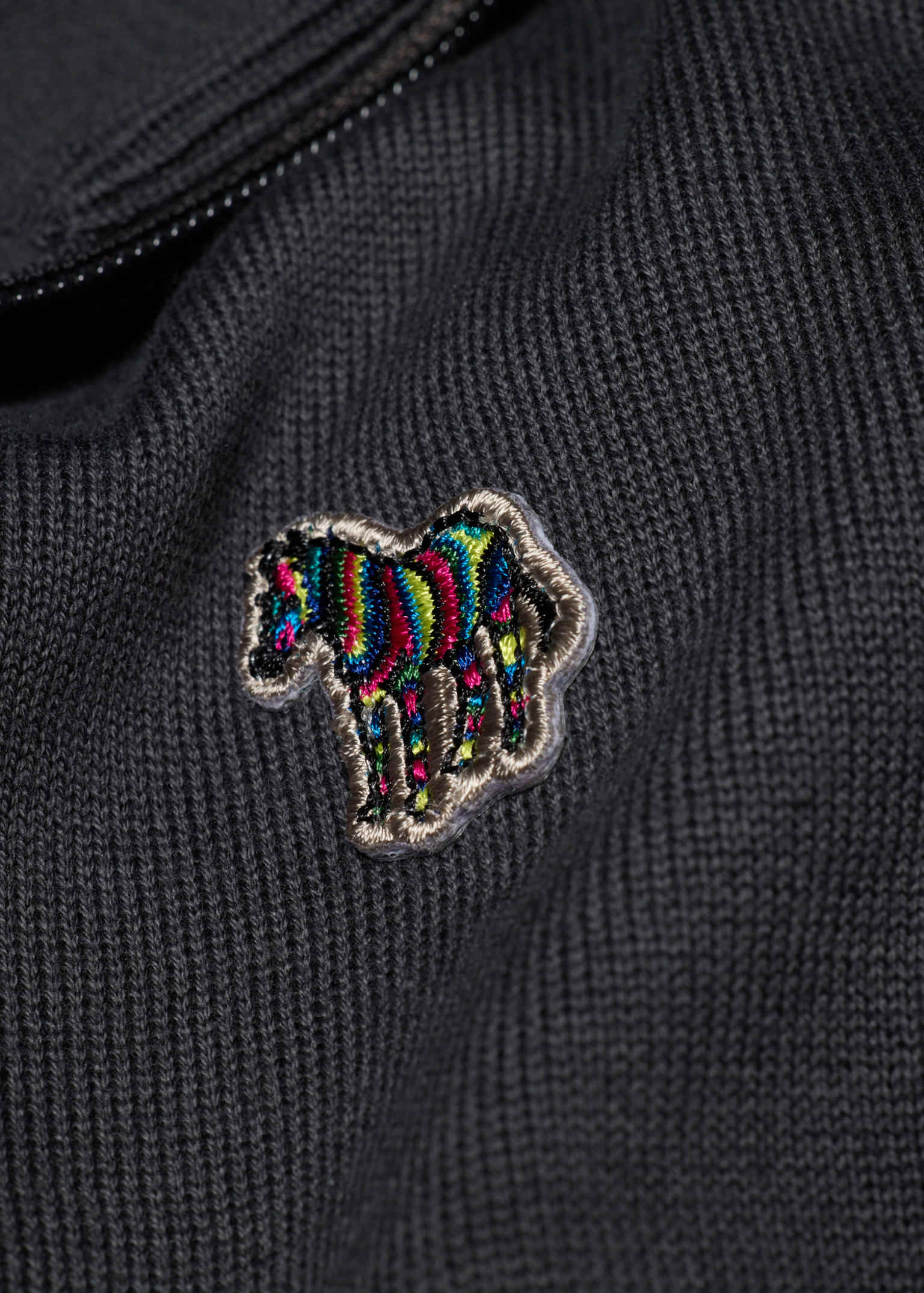 Écharpe Paul Smith Principal – Gris Foncé, Broderie Colorée, Laine Mélangée, 180 Cm