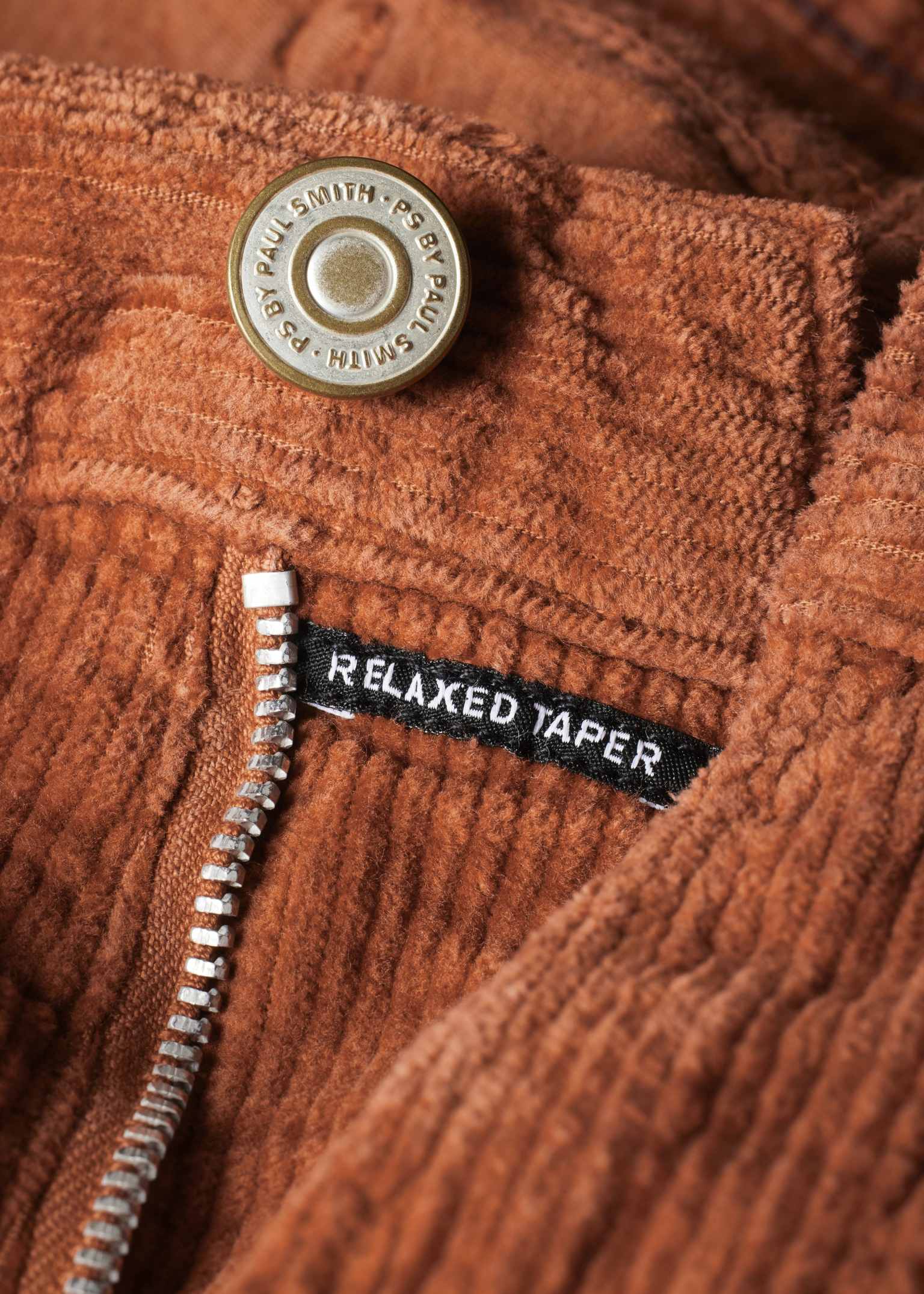 Men's Relaxed Tapered-Fit Rust Orange Corduroy Trousers