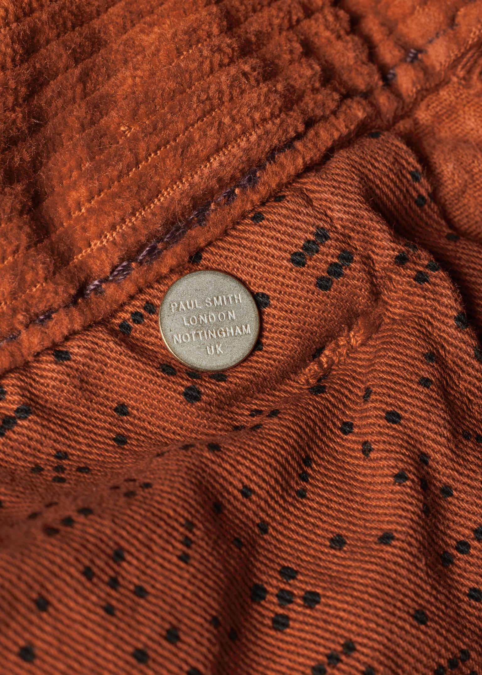 Men's Relaxed Tapered-Fit Rust Orange Corduroy Trousers