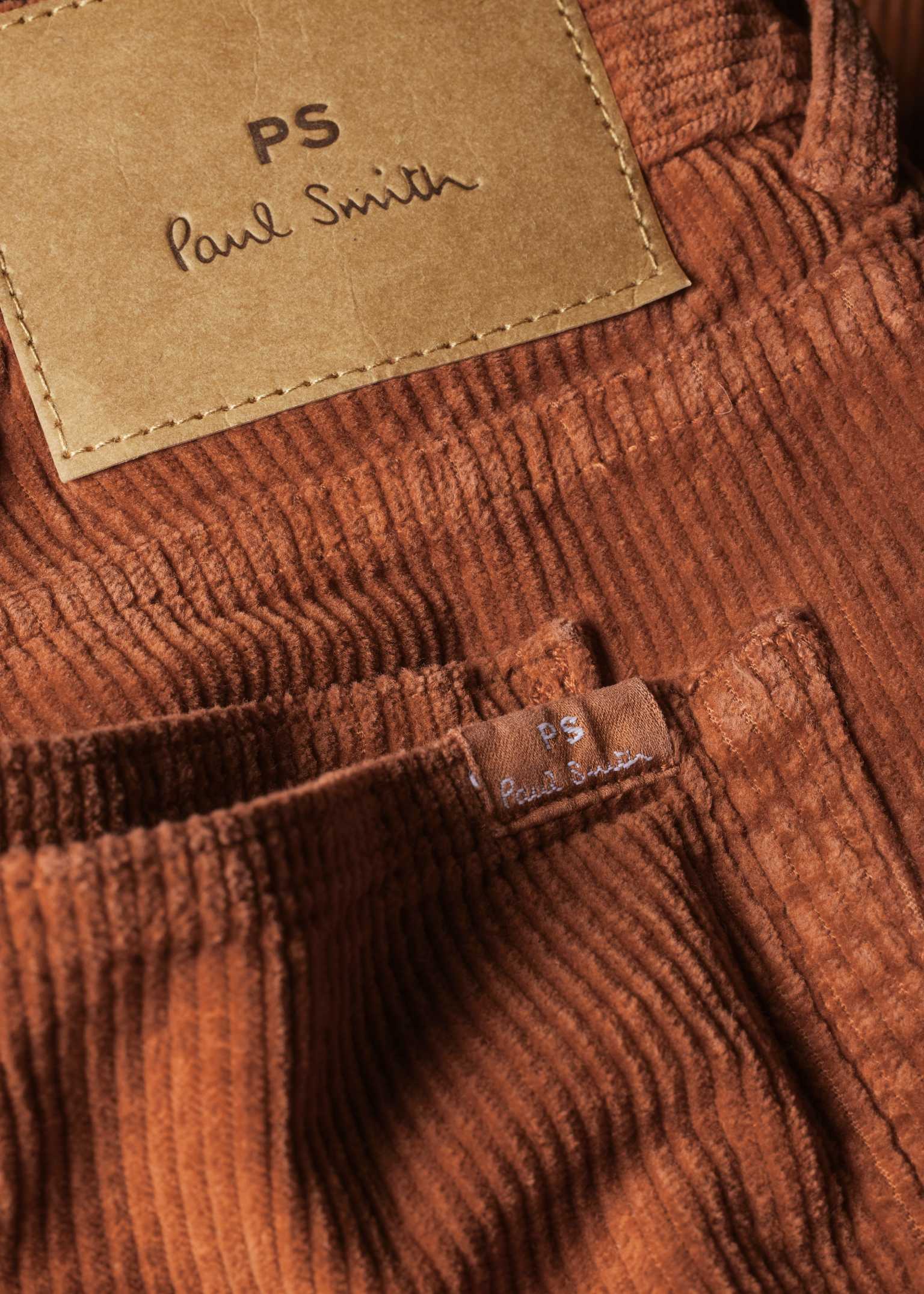 Men's Relaxed Tapered-Fit Rust Orange Corduroy Trousers