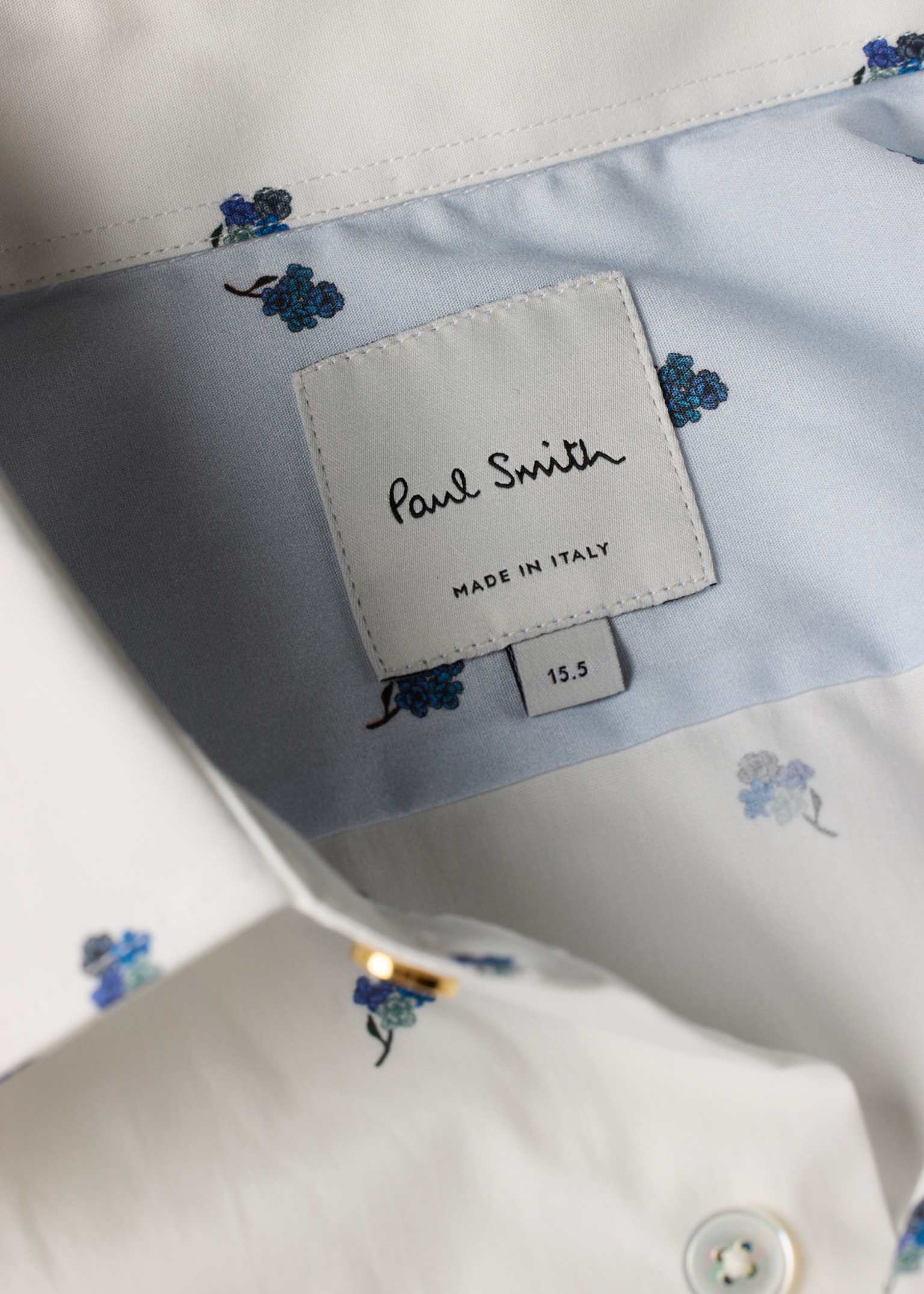 Men's Tailored-Fit White 'Ditsy Flower' Cotton Shirt