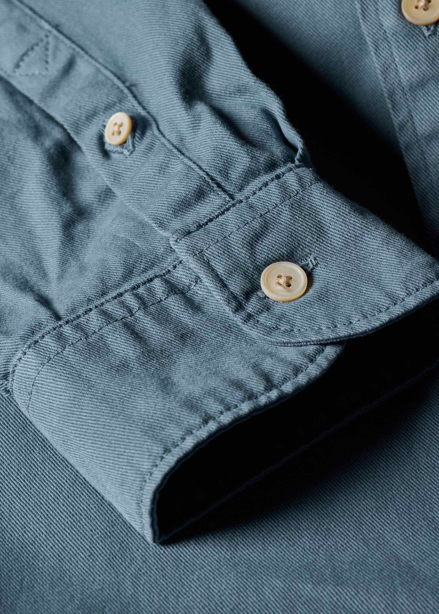 Men's Powder Blue Cotton-Twill Button-Down Shirts