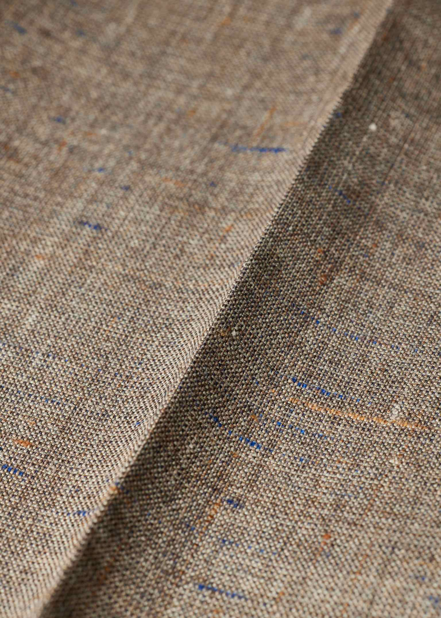 Men's Tapered-Fit Brown Flecked Wool-Viscose Pleated Trousers