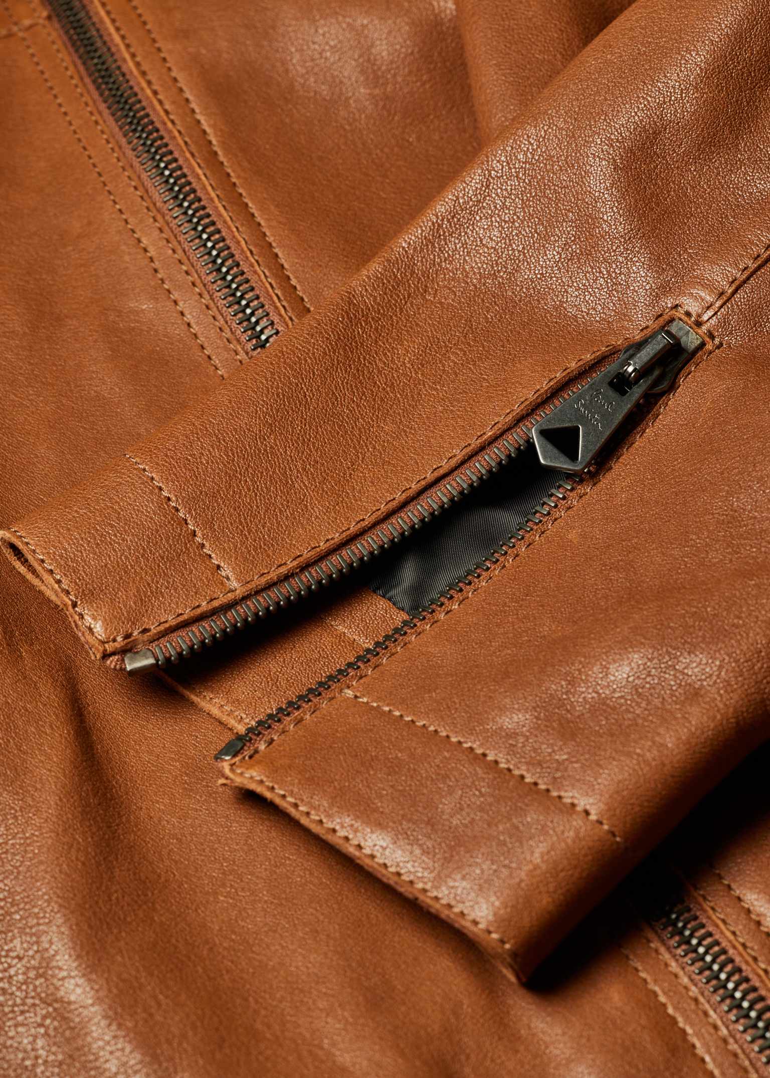 Women's Tan Leather Jacket Paul Smith