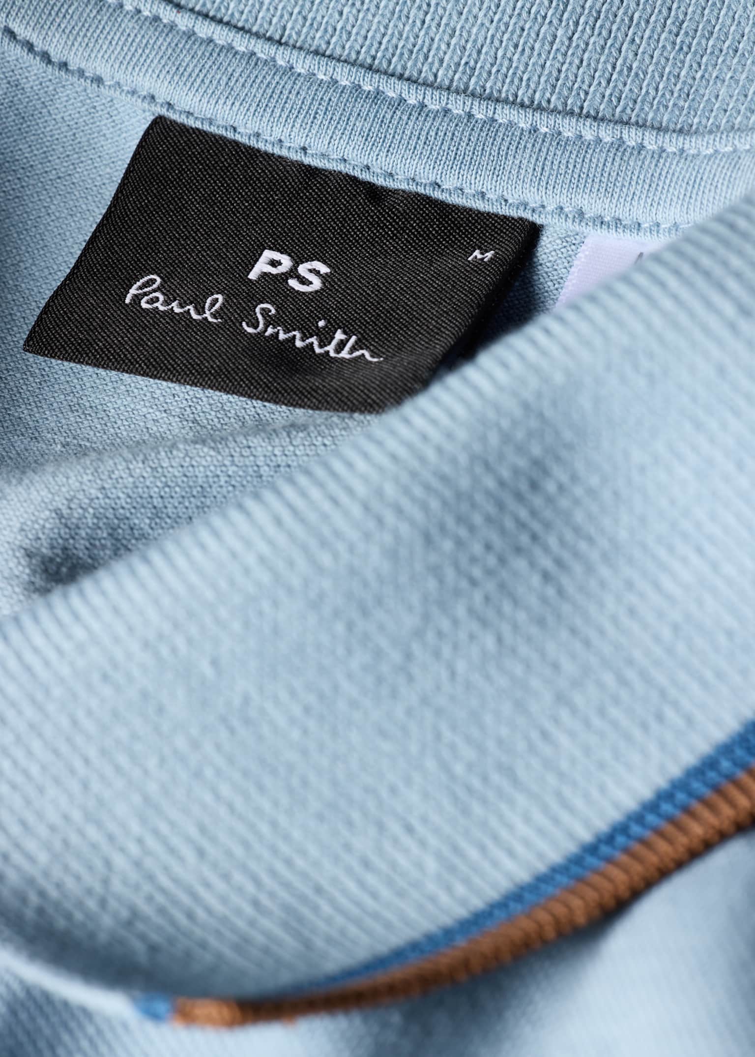 Men's Pale Blue Button-Through Polo Shirt