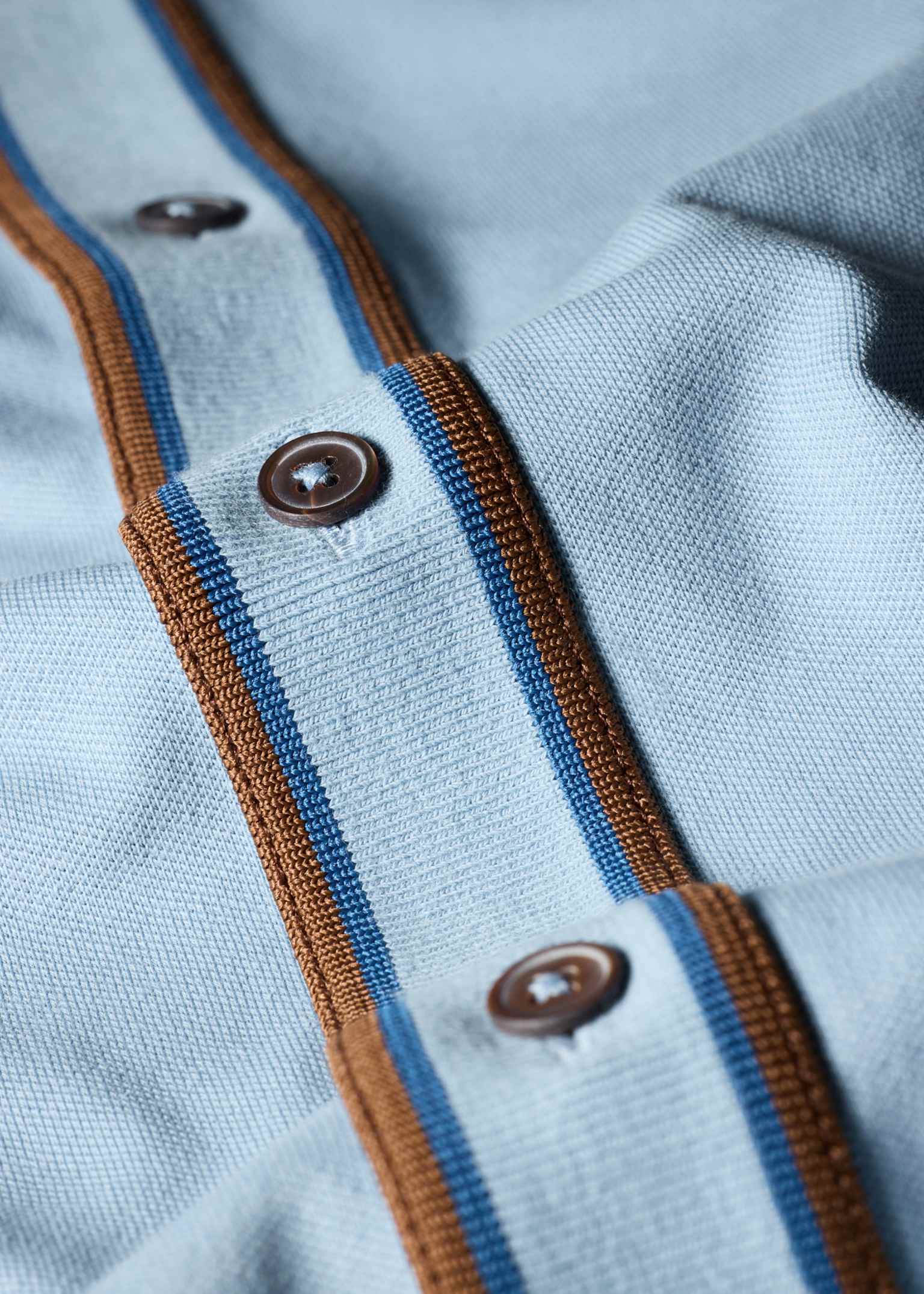 Men's Pale Blue Button-Through Polo Shirt